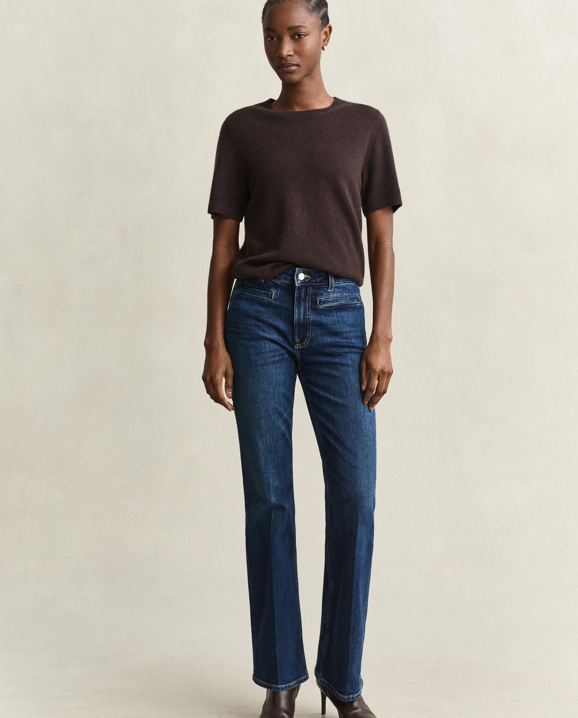 Vaqueros de campana de mujer con bolsillos traseros con monograma - Gant - Azul Azul-1