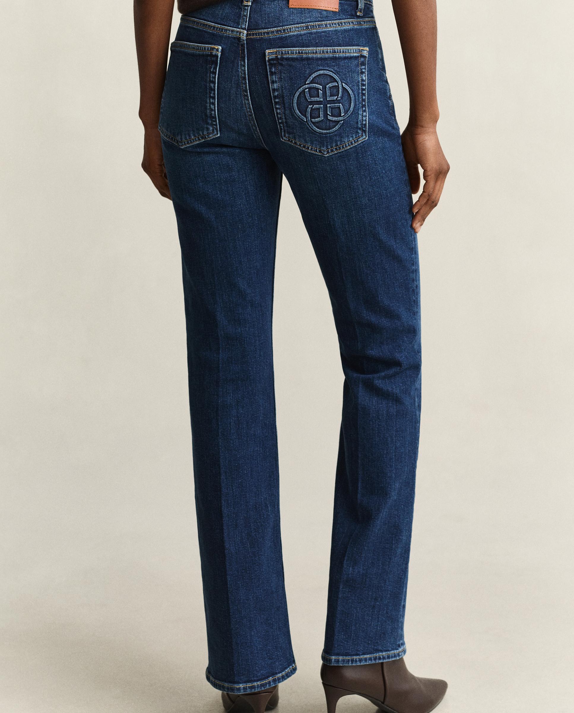Vaqueros de campana de mujer con bolsillos traseros con monograma - Gant - Azul Azul-3