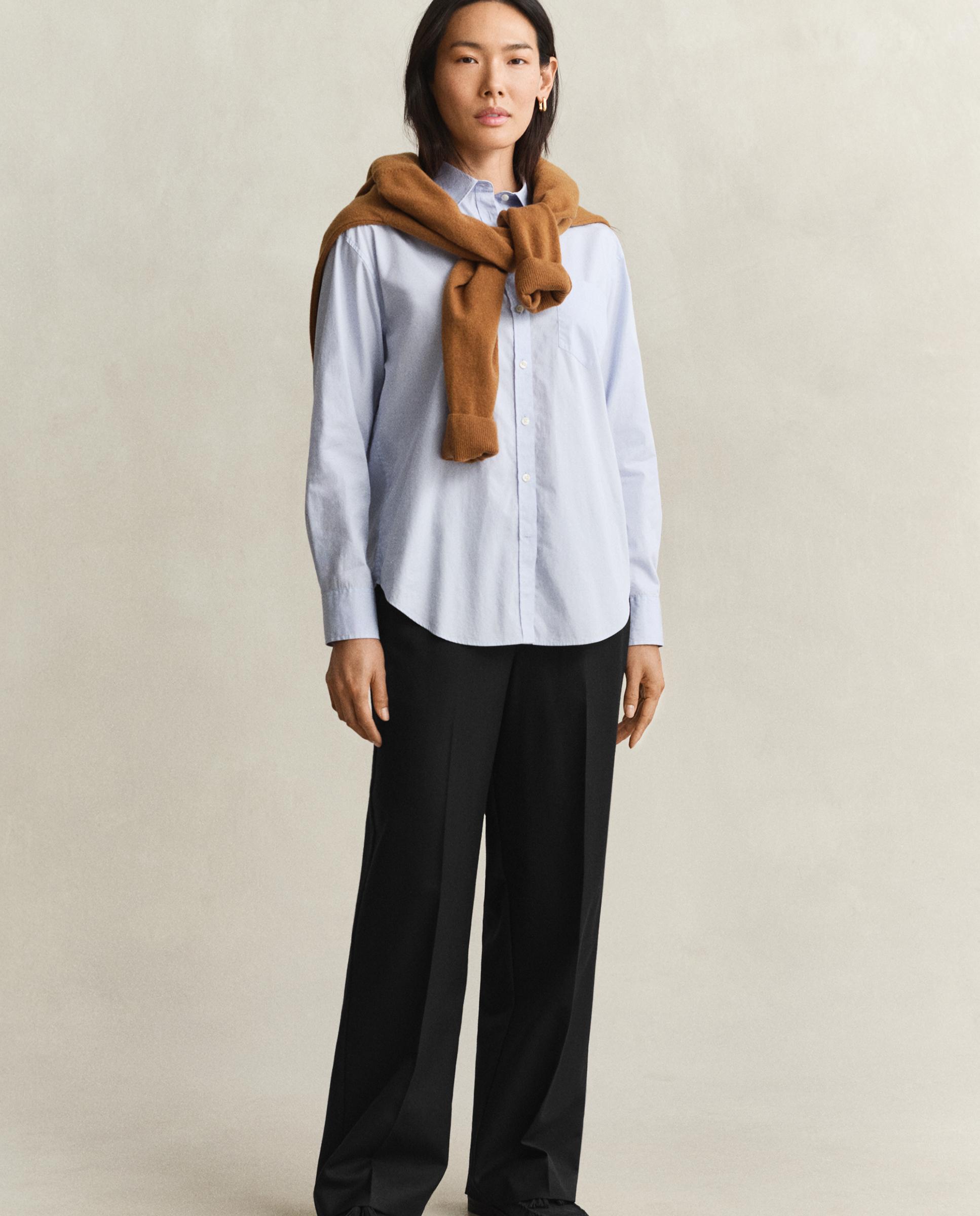 Pantalones anchos de mujer de cintura elástica y bolsillos laterales - Gant - Negro Negro-1