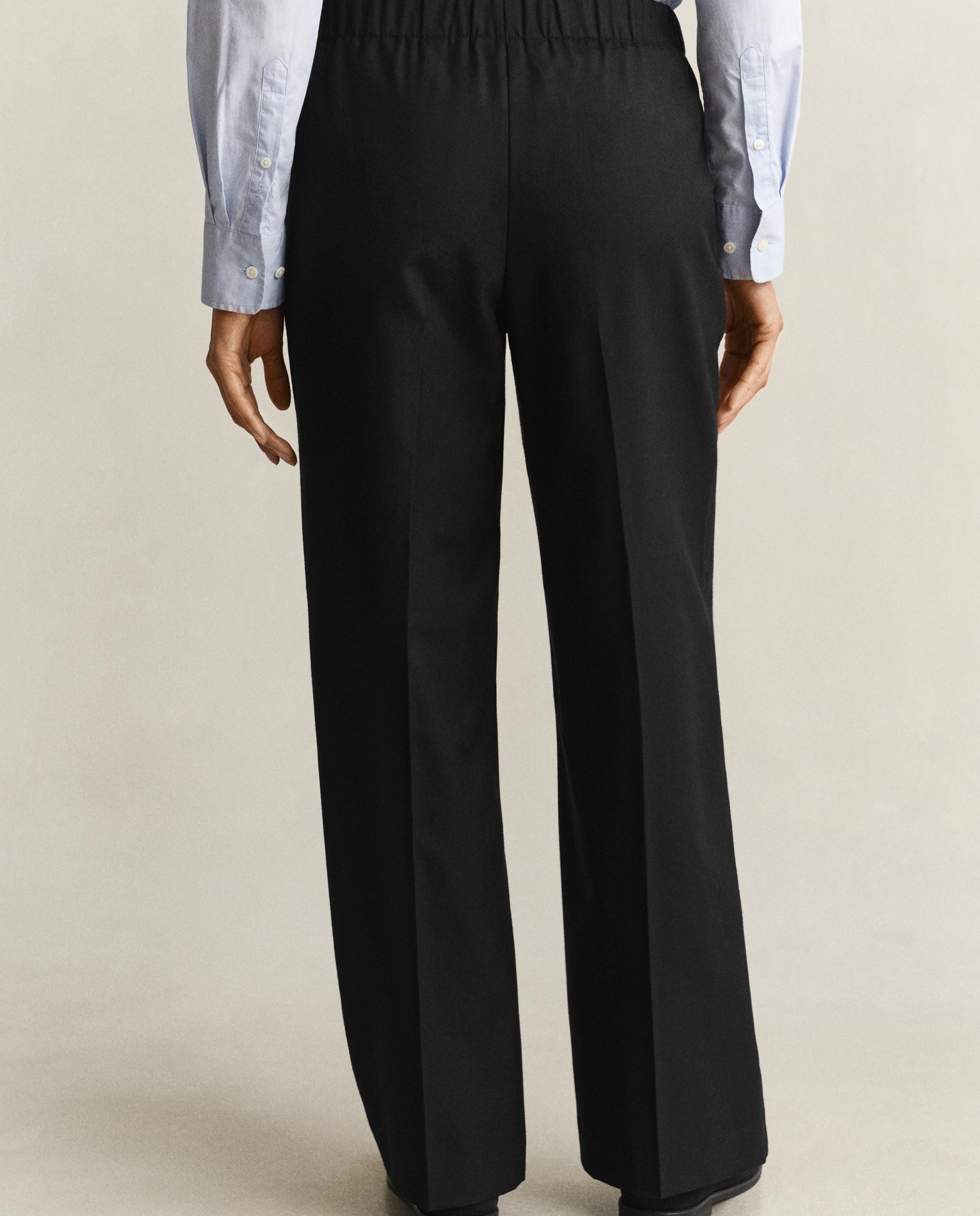 Pantalones anchos de mujer de cintura elástica y bolsillos laterales - Gant - Negro Negro-3