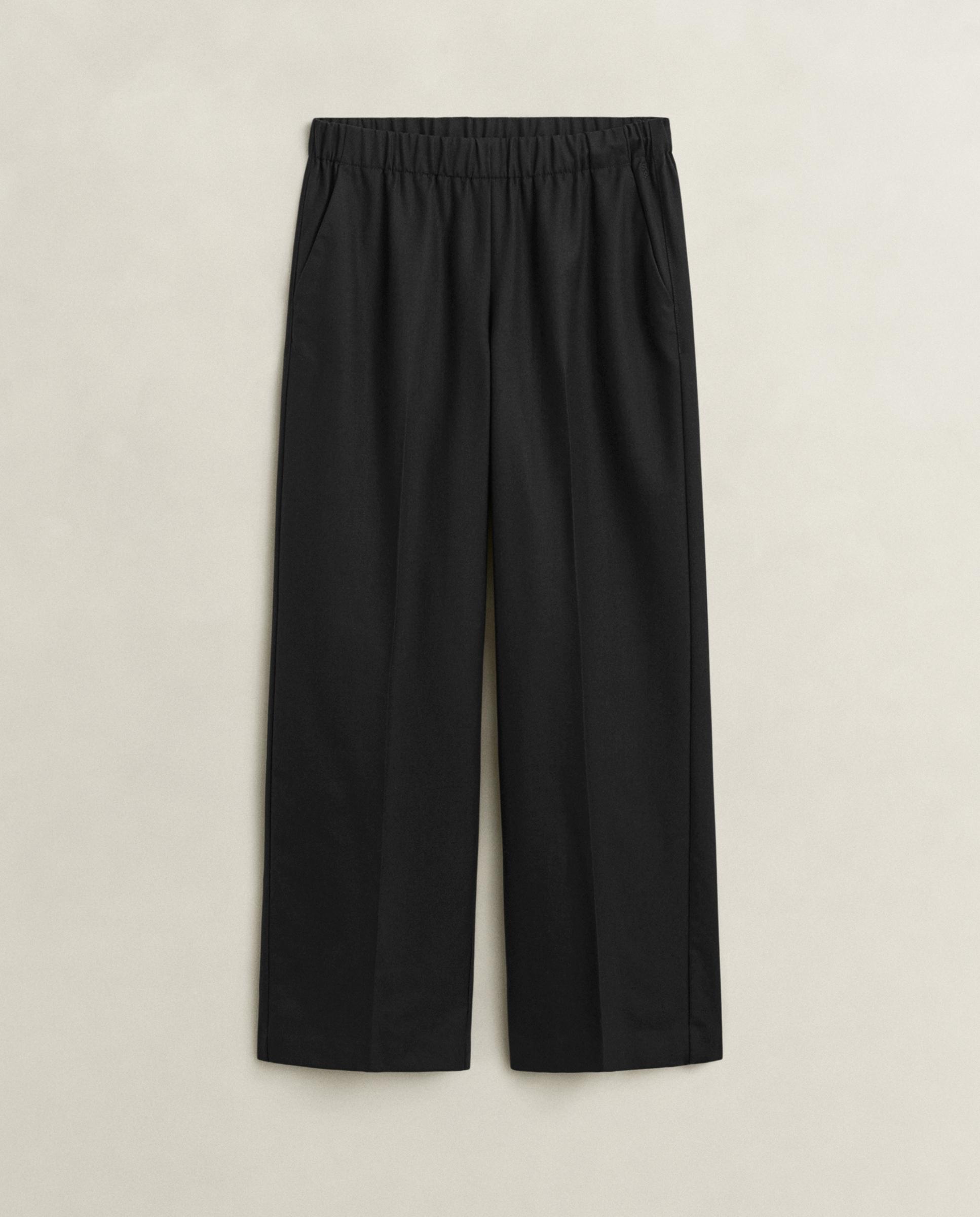 Pantalones anchos de mujer de cintura elástica y bolsillos laterales - Gant - Negro Negro-4