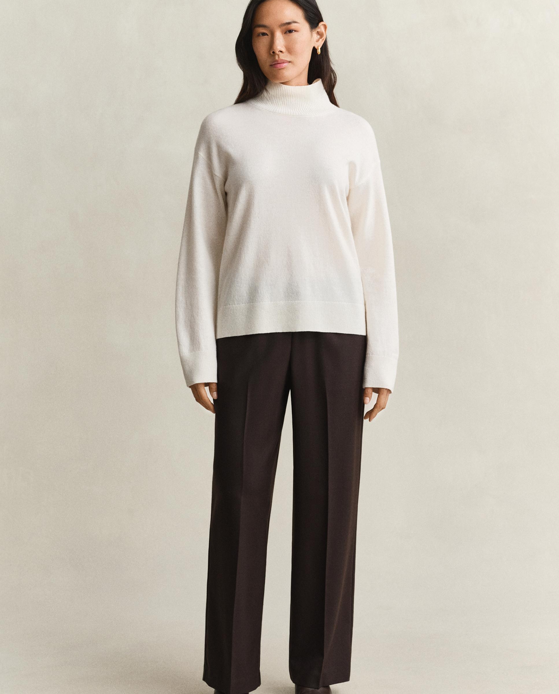 Pantalones anchos de mujer de cintura elástica y bolsillos laterales - Gant - Marrón Marrón-1