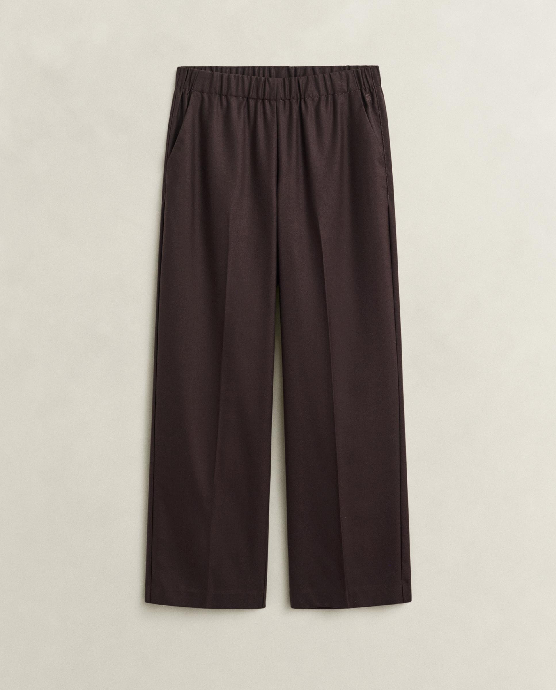Pantalones anchos de mujer de cintura elástica y bolsillos laterales - Gant - Marrón Marrón-4