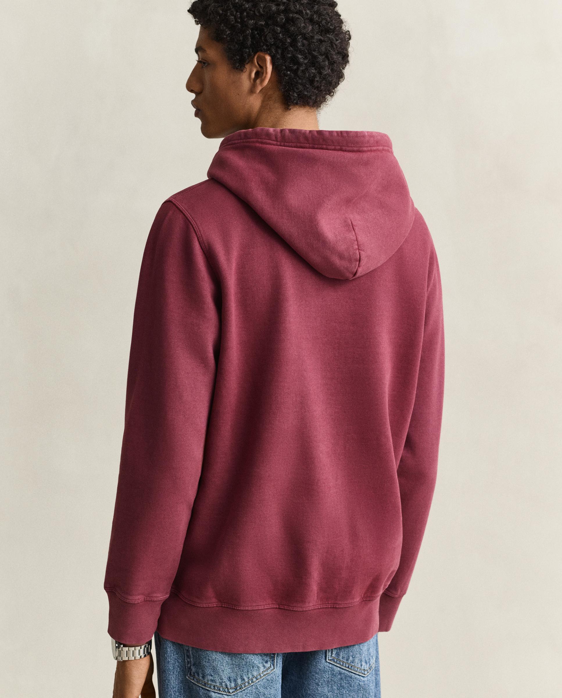 Sudadera con capucha de hombre con bolsillo de canguro y print frontal - Gant - Granate Granate-3