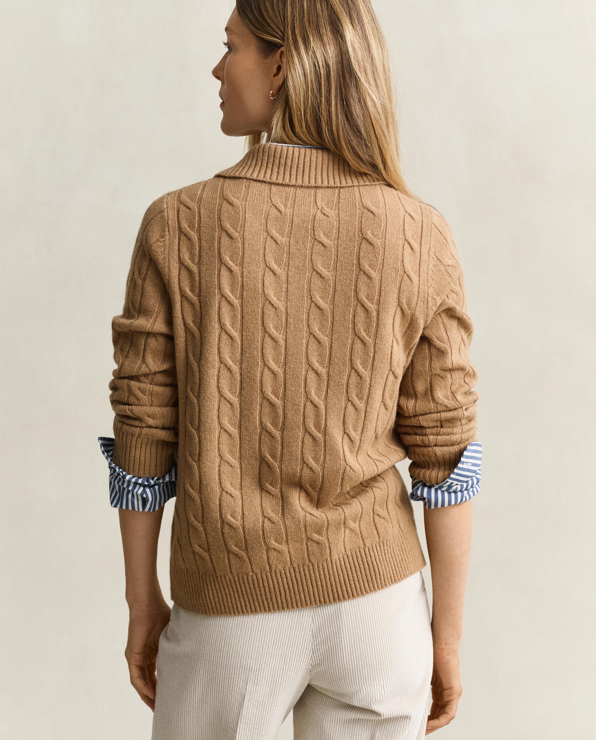 Jersey de mujer de punto de ochos y logo en pecho - Gant - Marrón Marrón-2
