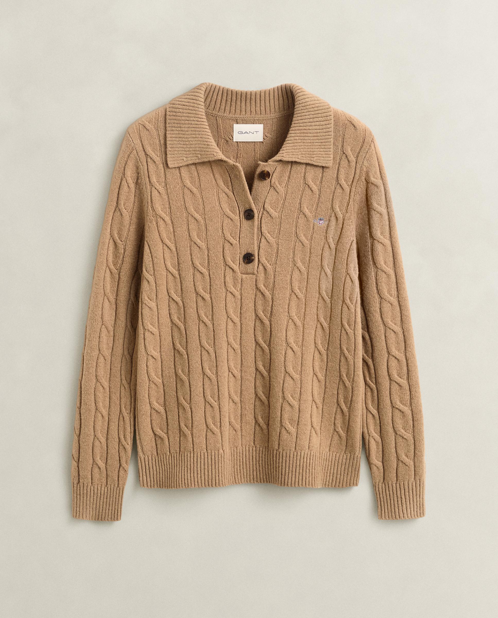 Jersey de mujer de punto de ochos y logo en pecho - Gant - Marrón Marrón-4