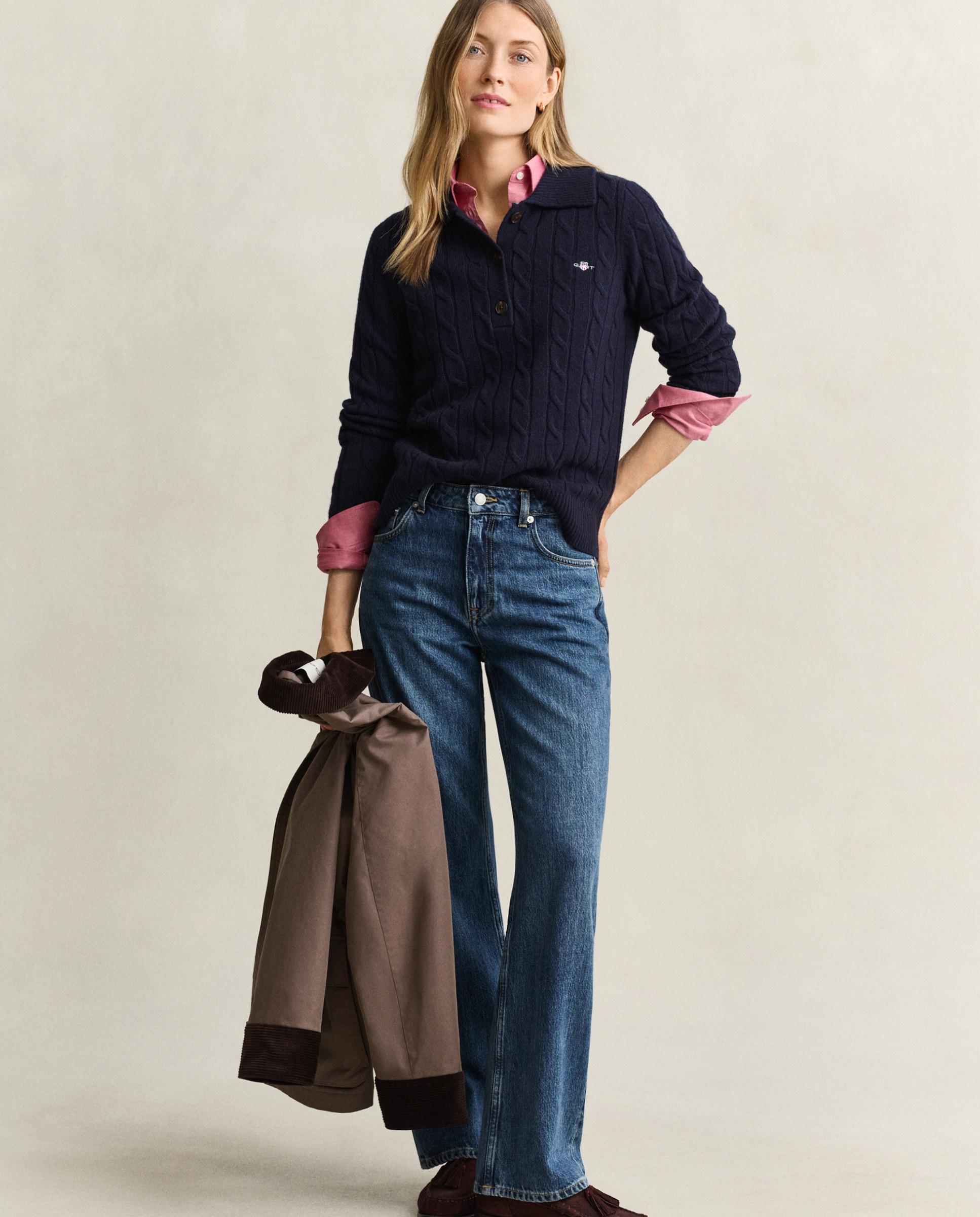 Jersey de mujer de punto de ochos y logo en pecho - Gant - Azul Azul-3