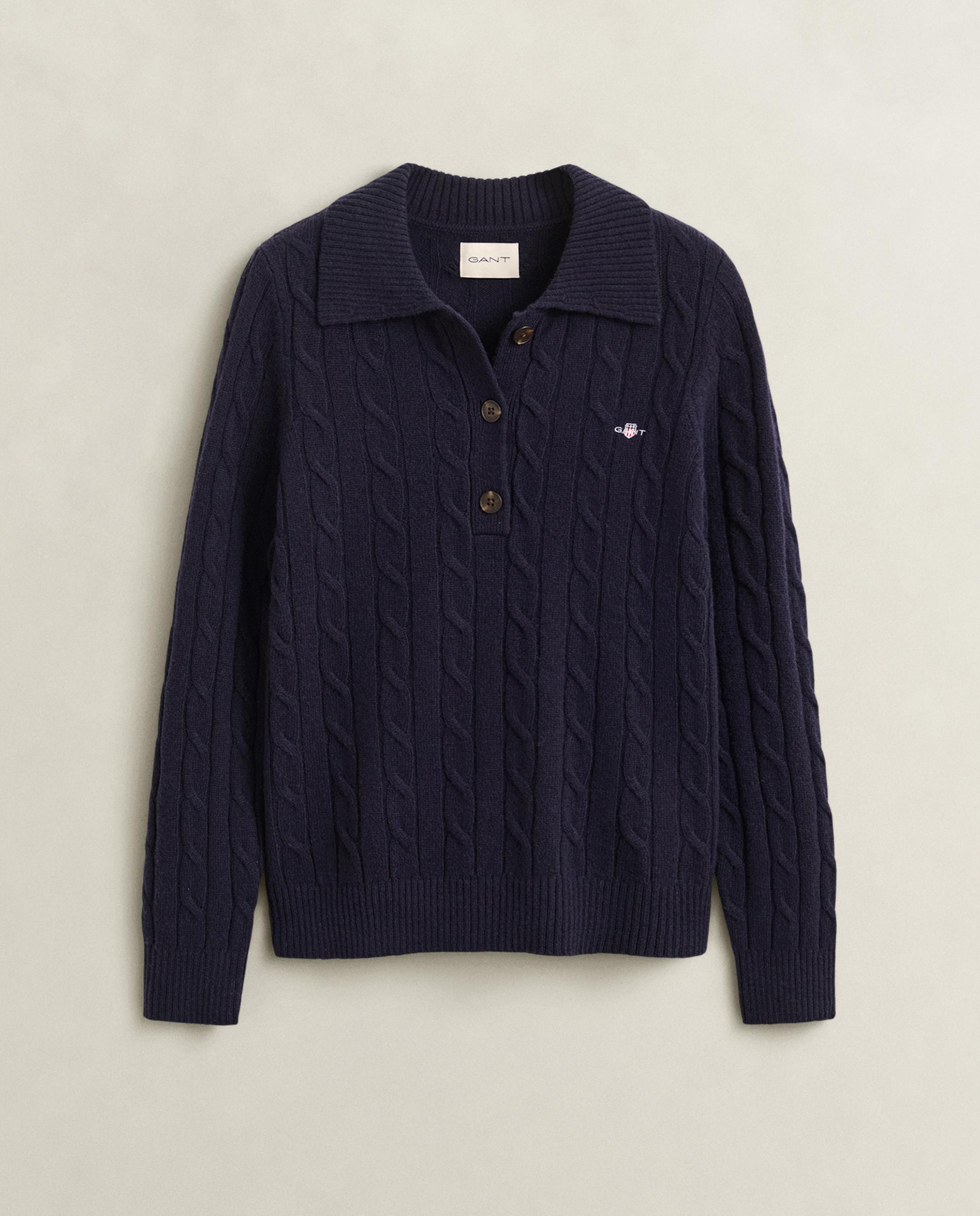 Jersey de mujer de punto de ochos y logo en pecho - Gant - Azul Azul-4