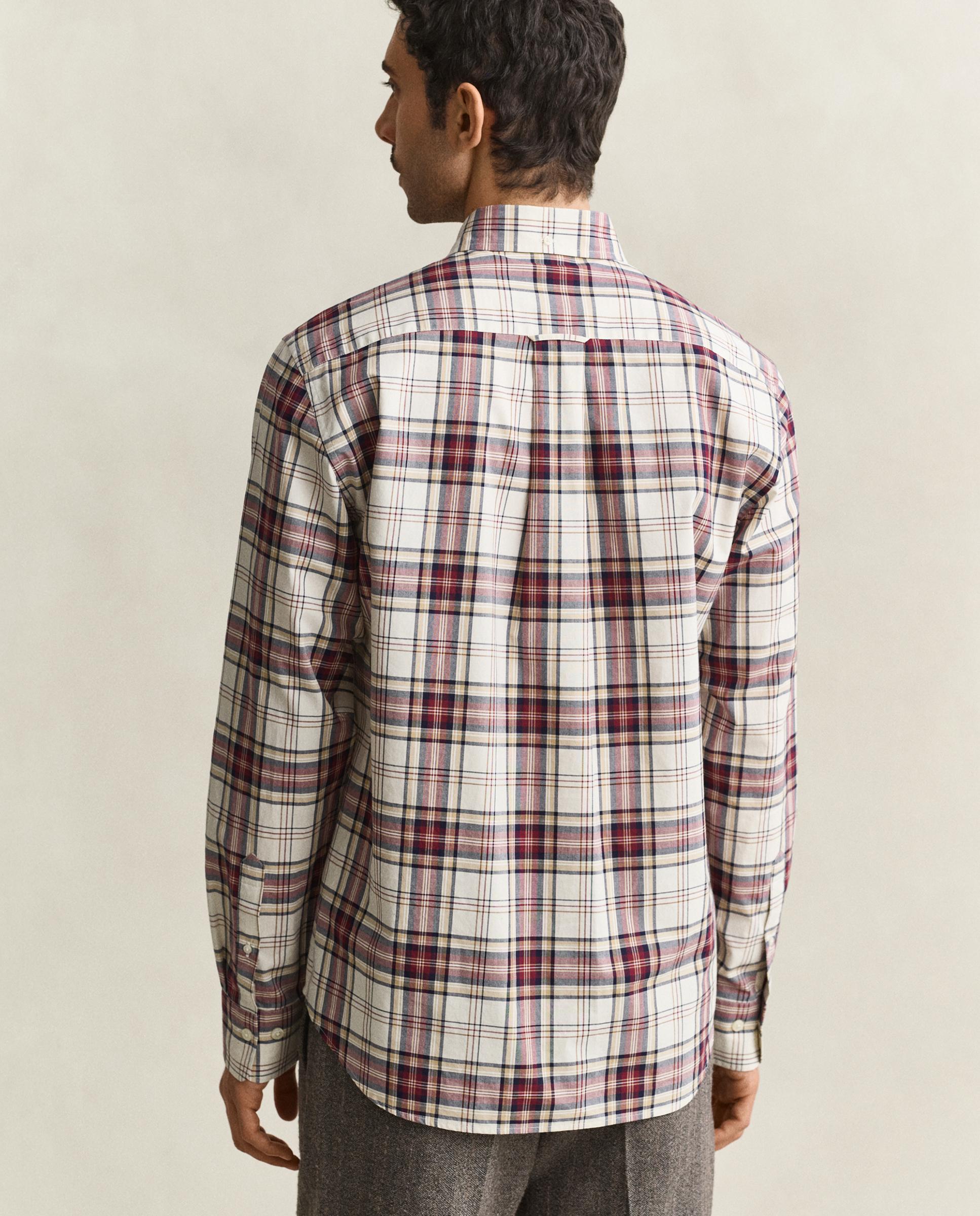 Camisa de cuadros de hombre en popelina con bajo curvo - Gant - Granate Granate-3
