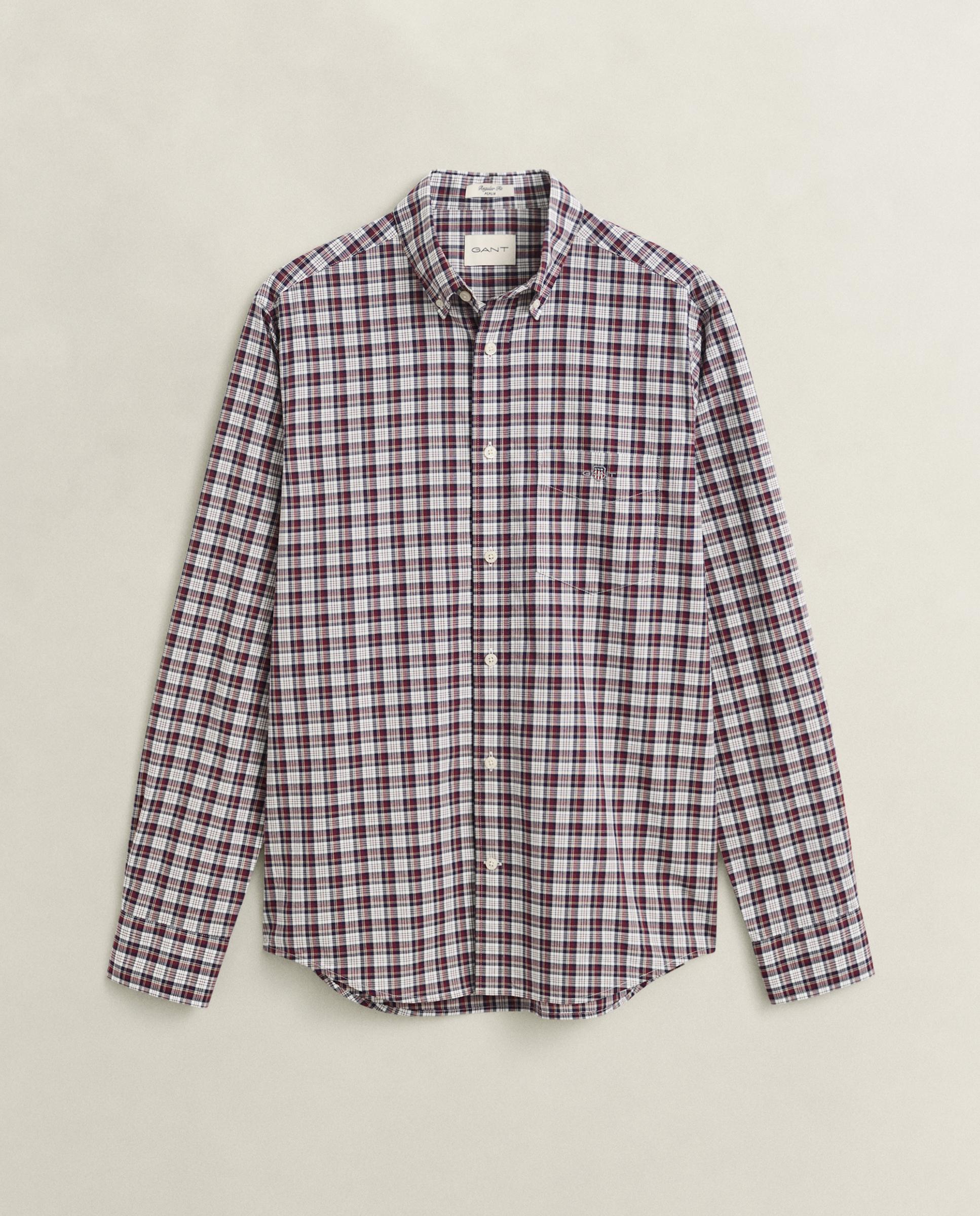 Camisa de cuadros de hombre en popelina y logo gant bordado - Granate Granate-3
