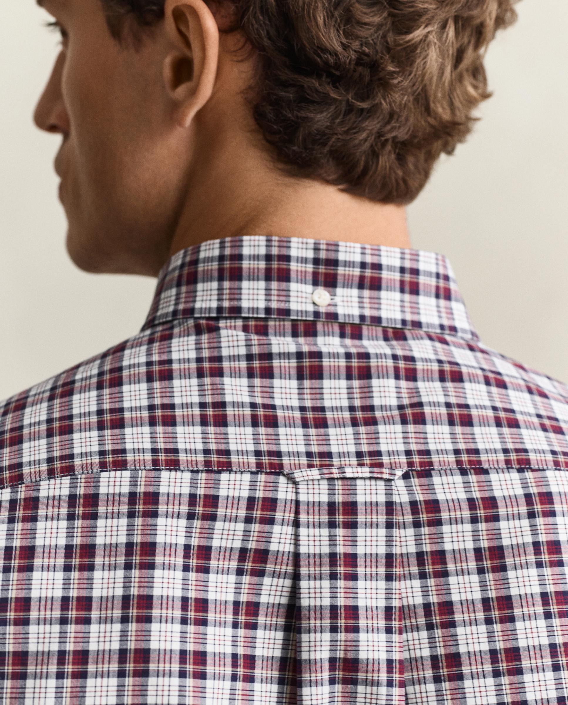 Camisa de cuadros de hombre en popelina y logo gant bordado - Granate Granate-2