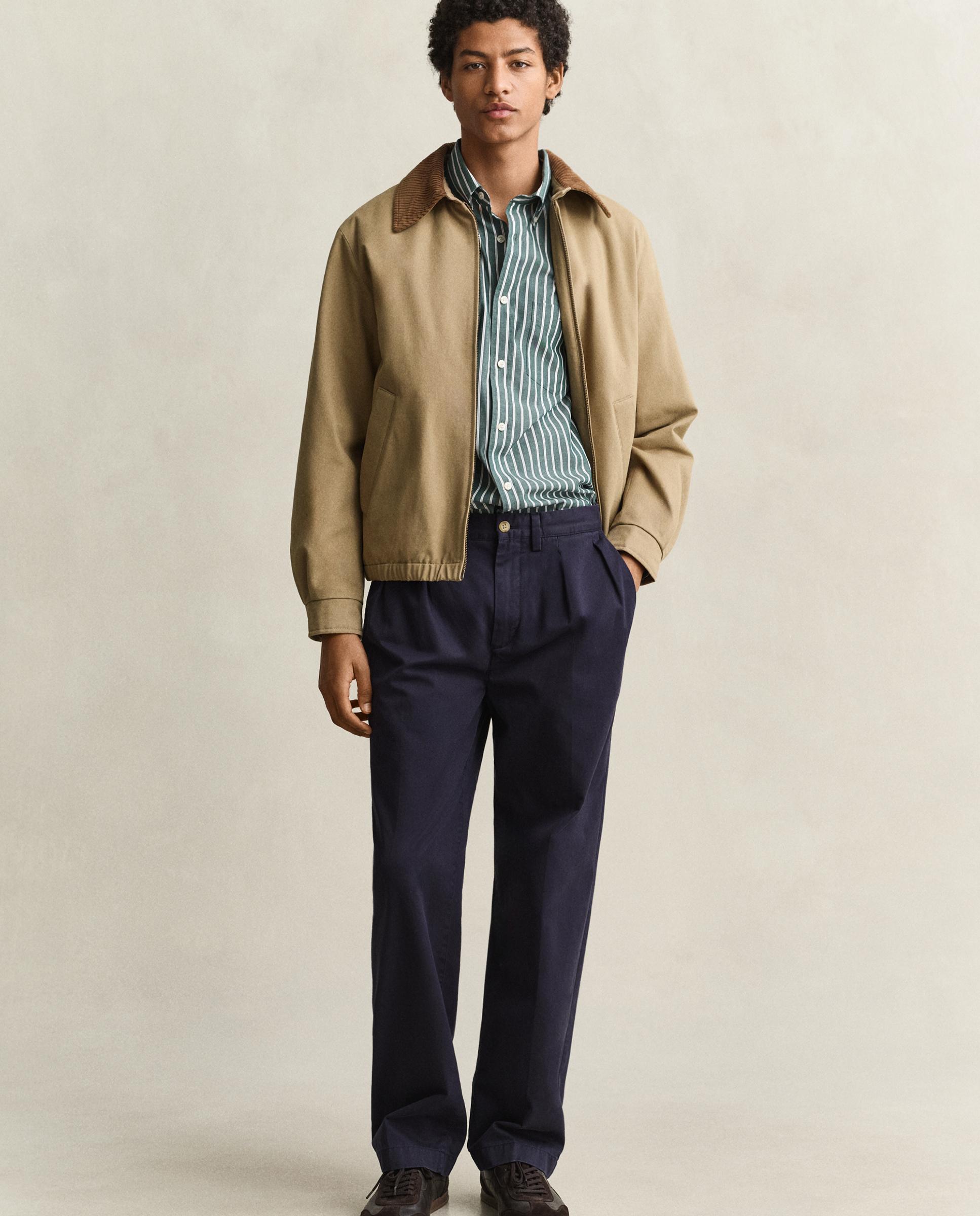 Camisa de hombre a rayas con bolsillo en el pecho - Gant - Verde grisáceo Verde grisáceo-2