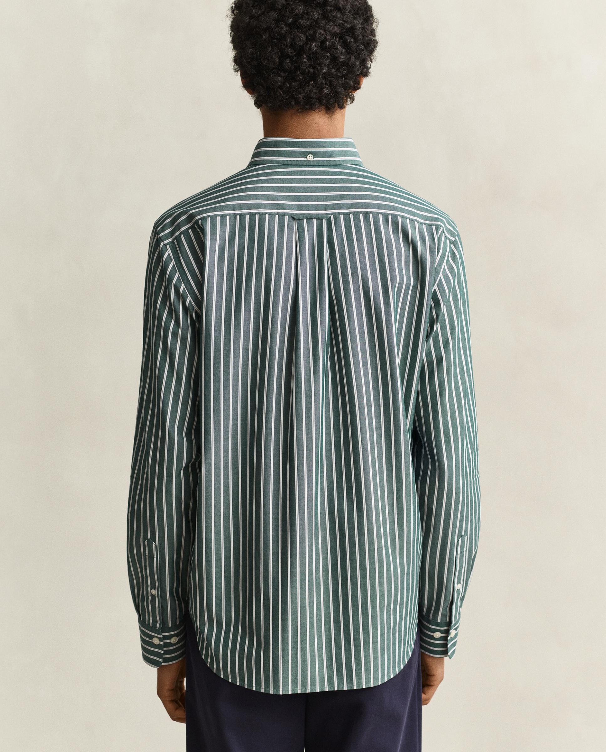 Camisa de hombre a rayas con bolsillo en el pecho - Gant - Verde grisáceo Verde grisáceo-3