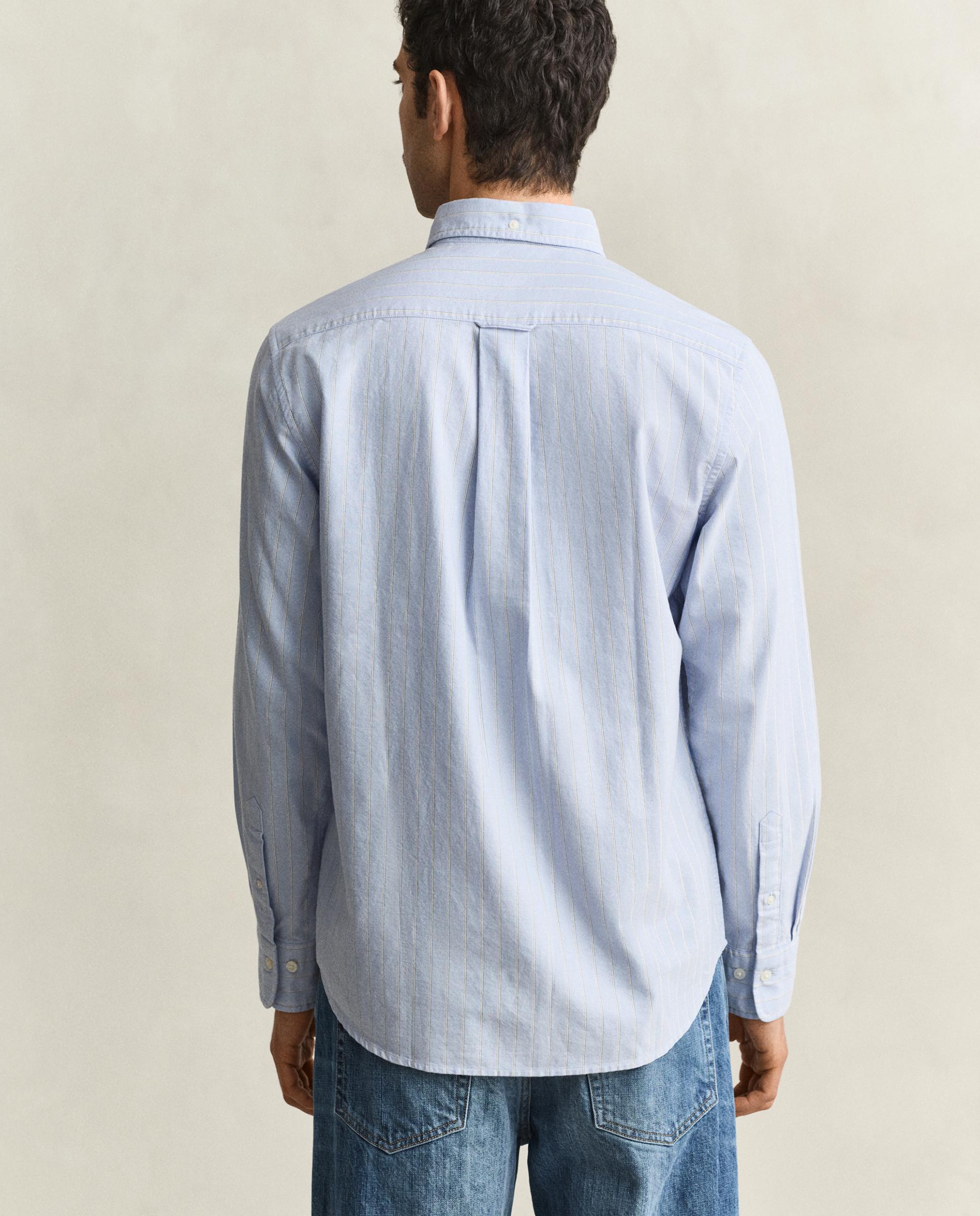 Camisa oxford de hombre a rayas con bolsillo en el pecho - Gant - Azul claro Azul claro-3
