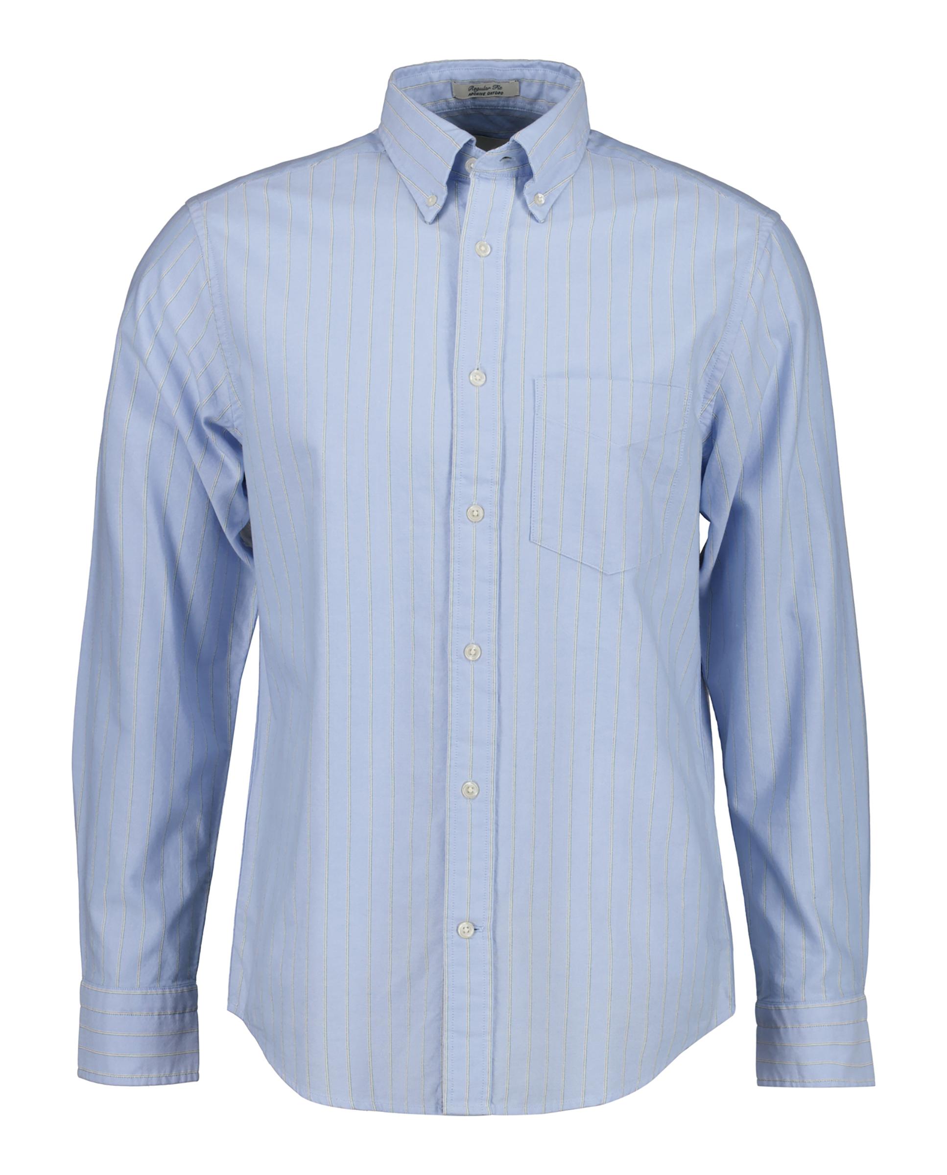 Camisa oxford de hombre a rayas con bolsillo en el pecho - Gant - Azul claro Azul claro-4