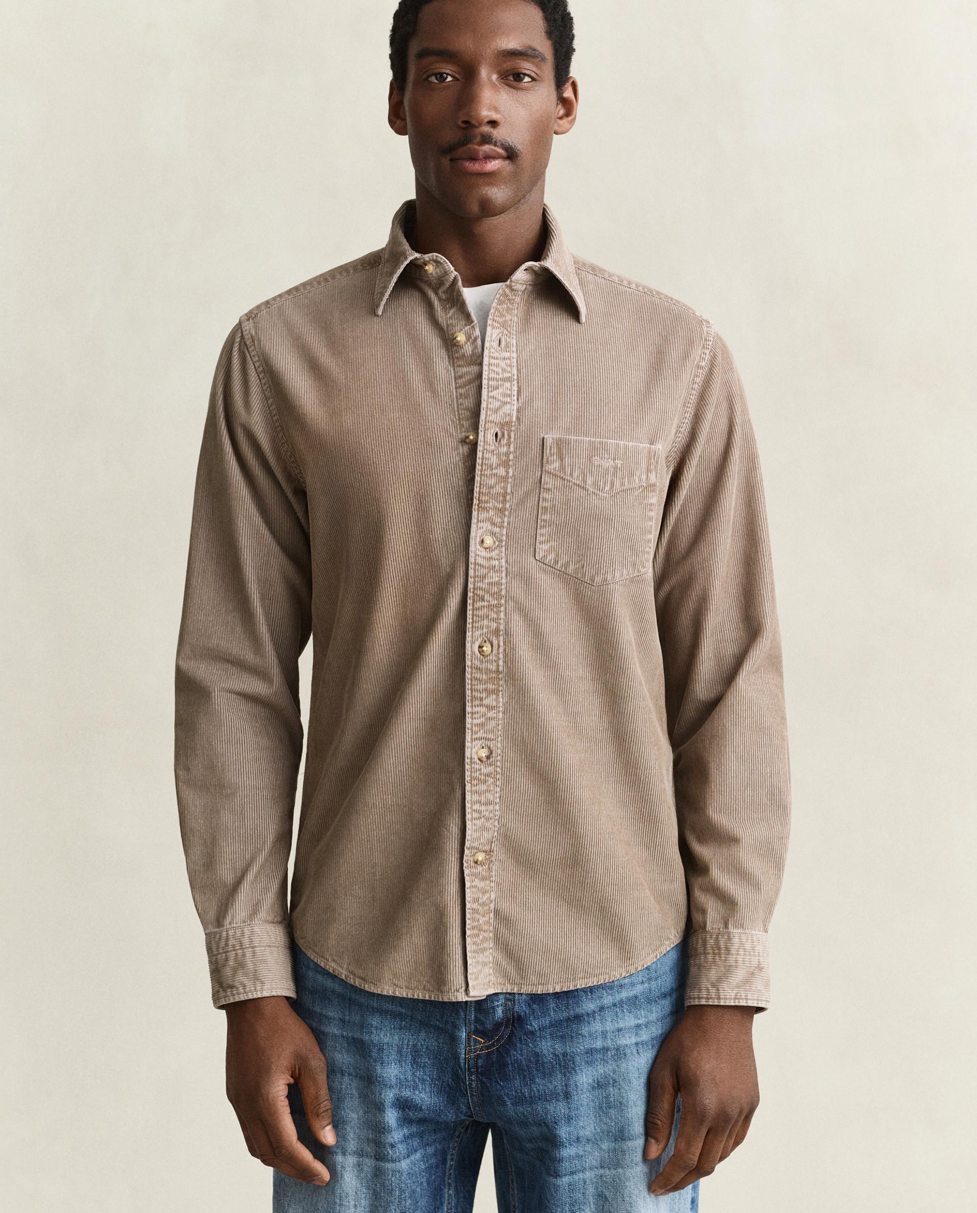 Camisa de hombre en pana con bolsillo en el pecho - Gant - Topo Topo-1