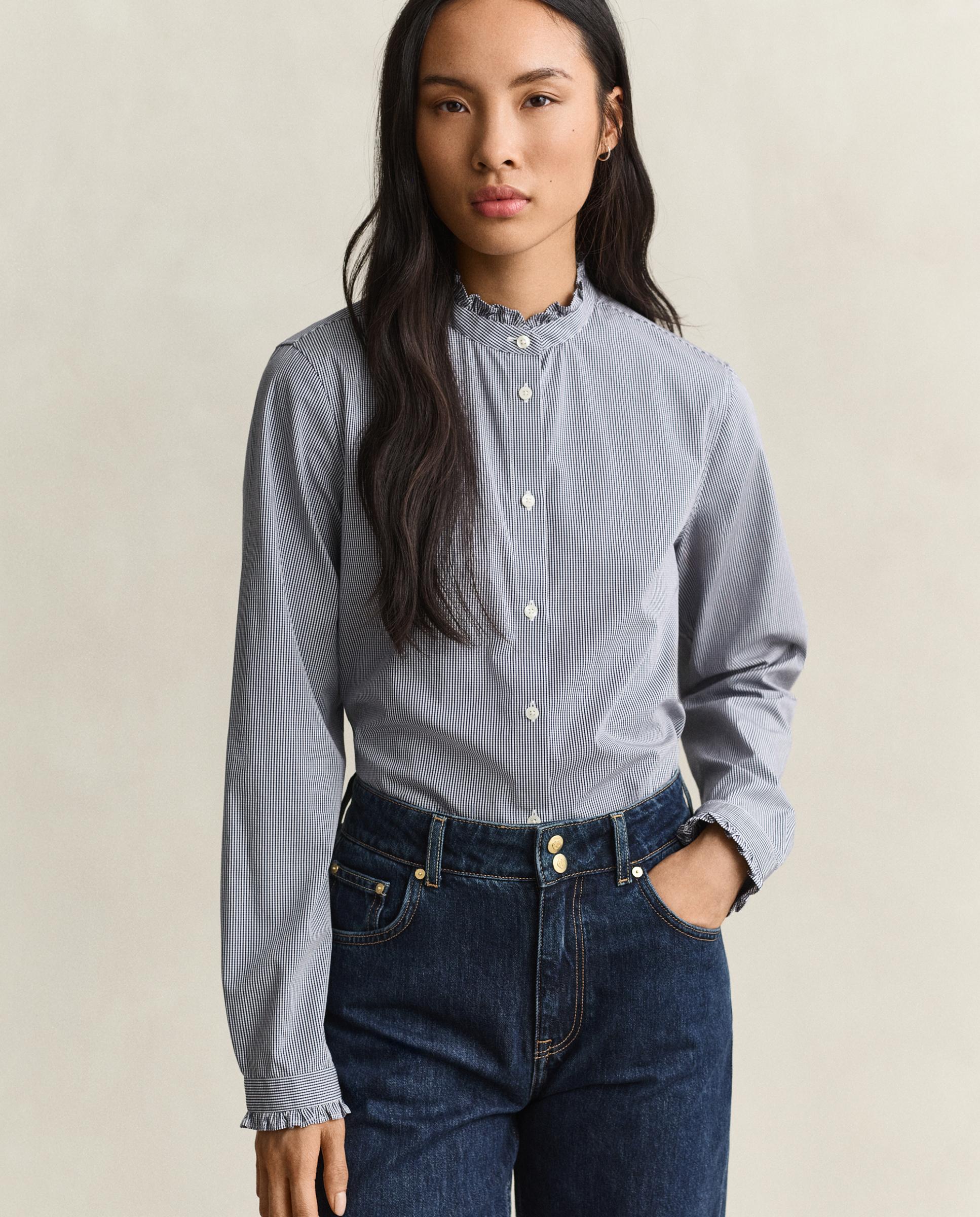 Blusa de mujer con volantes en el cuello - Gant - Azul Azul-1
