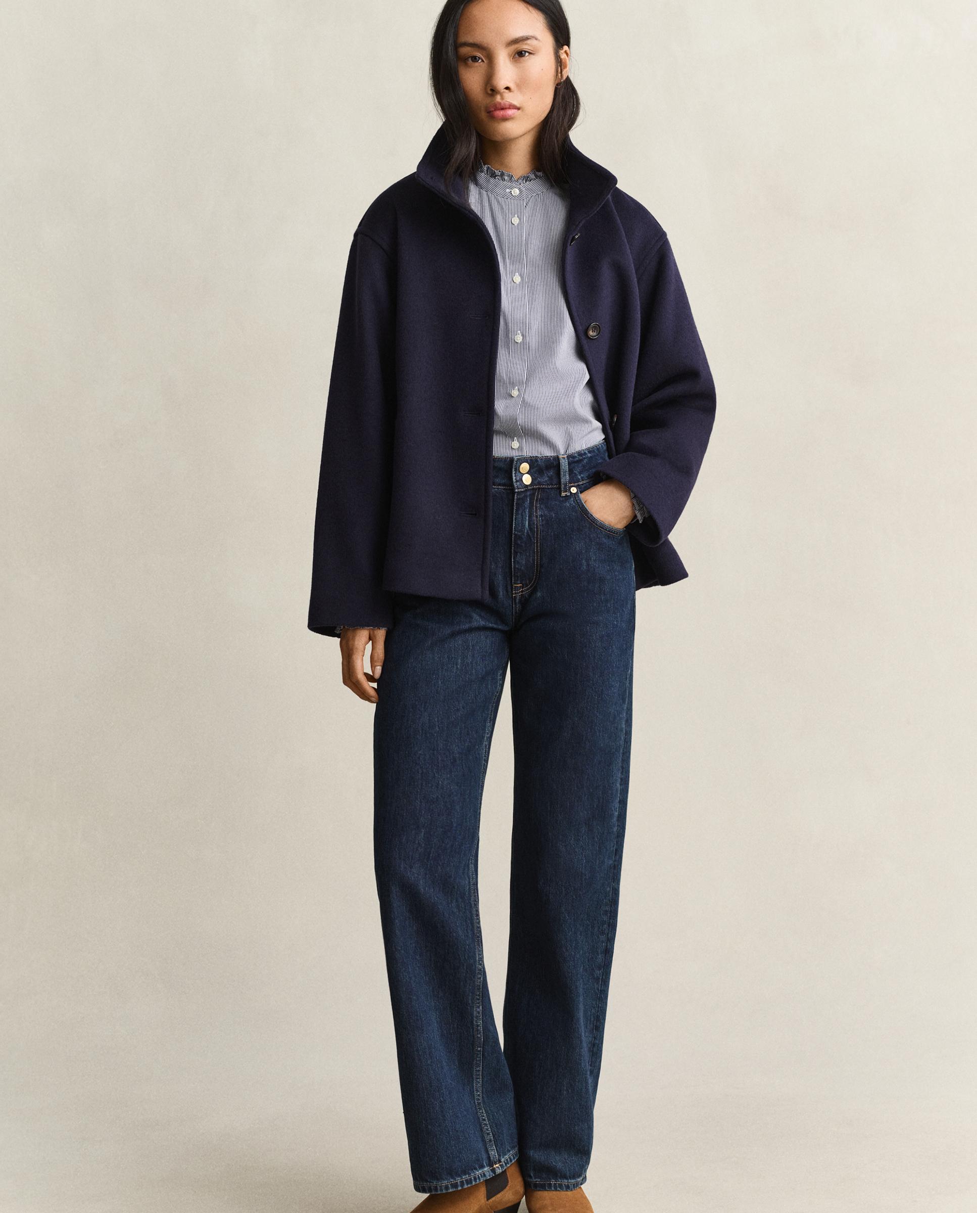 Blusa de mujer con volantes en el cuello - Gant - Azul Azul-3