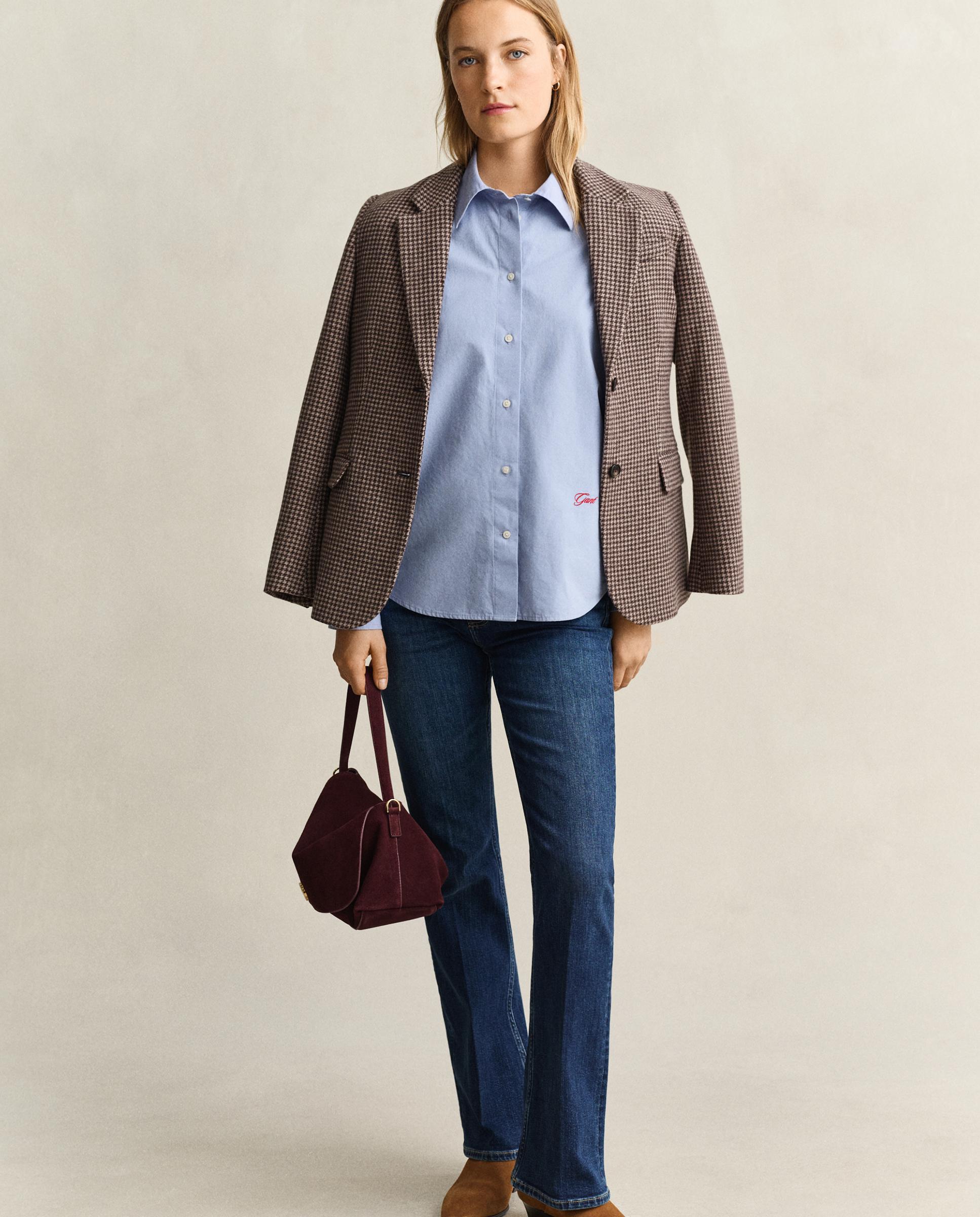 Camisa de mujer relaxed con detalle bordado - Gant - Azul Azul-3
