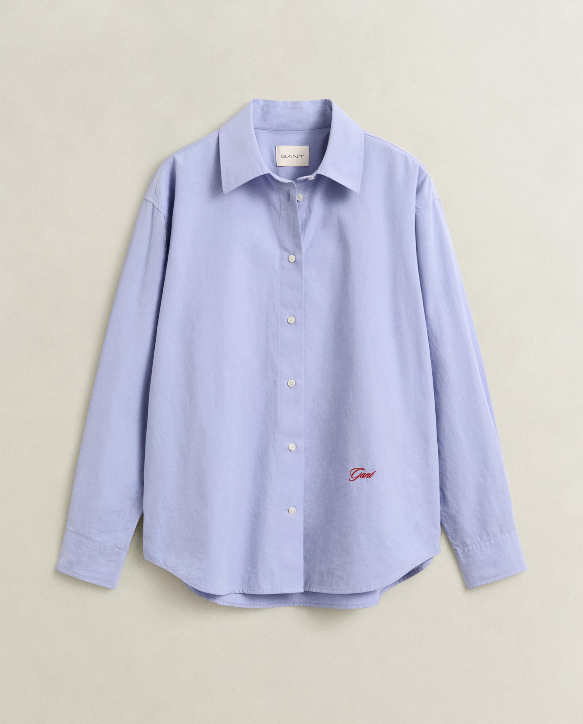 Camisa de mujer relaxed con detalle bordado - Gant - Azul Azul-4
