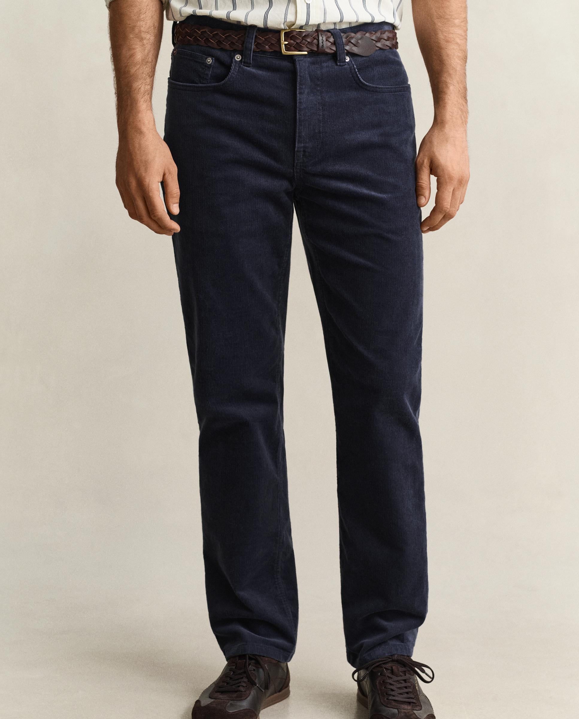 Imagen 2 de Vaquero recto de hombre con 5 bolsillos y detalle en piel con la marca - Gant - Azul oscuro Azul oscuro