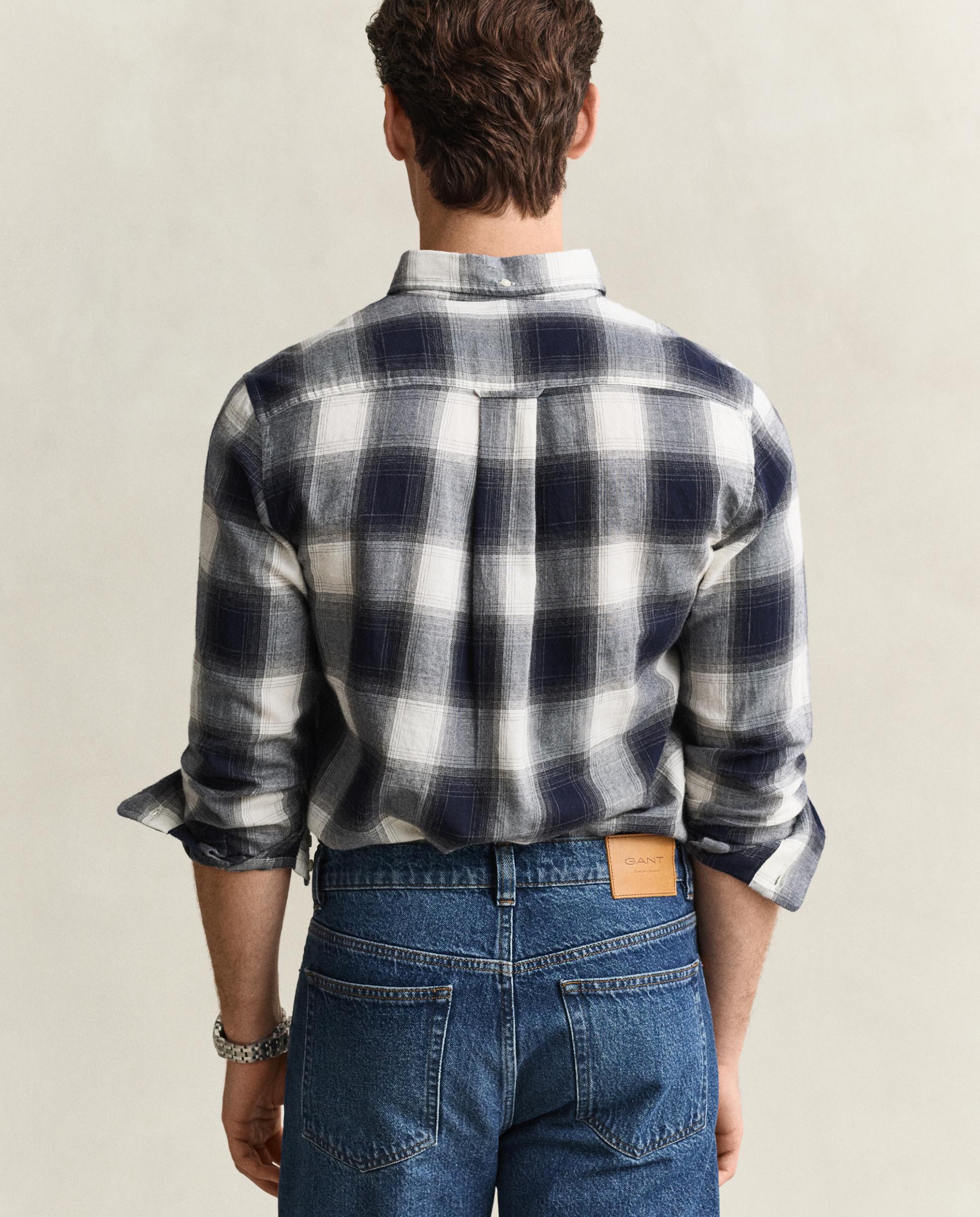 Camisa de cuadros de hombre en franela ligera - Gant - Azul oscuro Azul oscuro-3