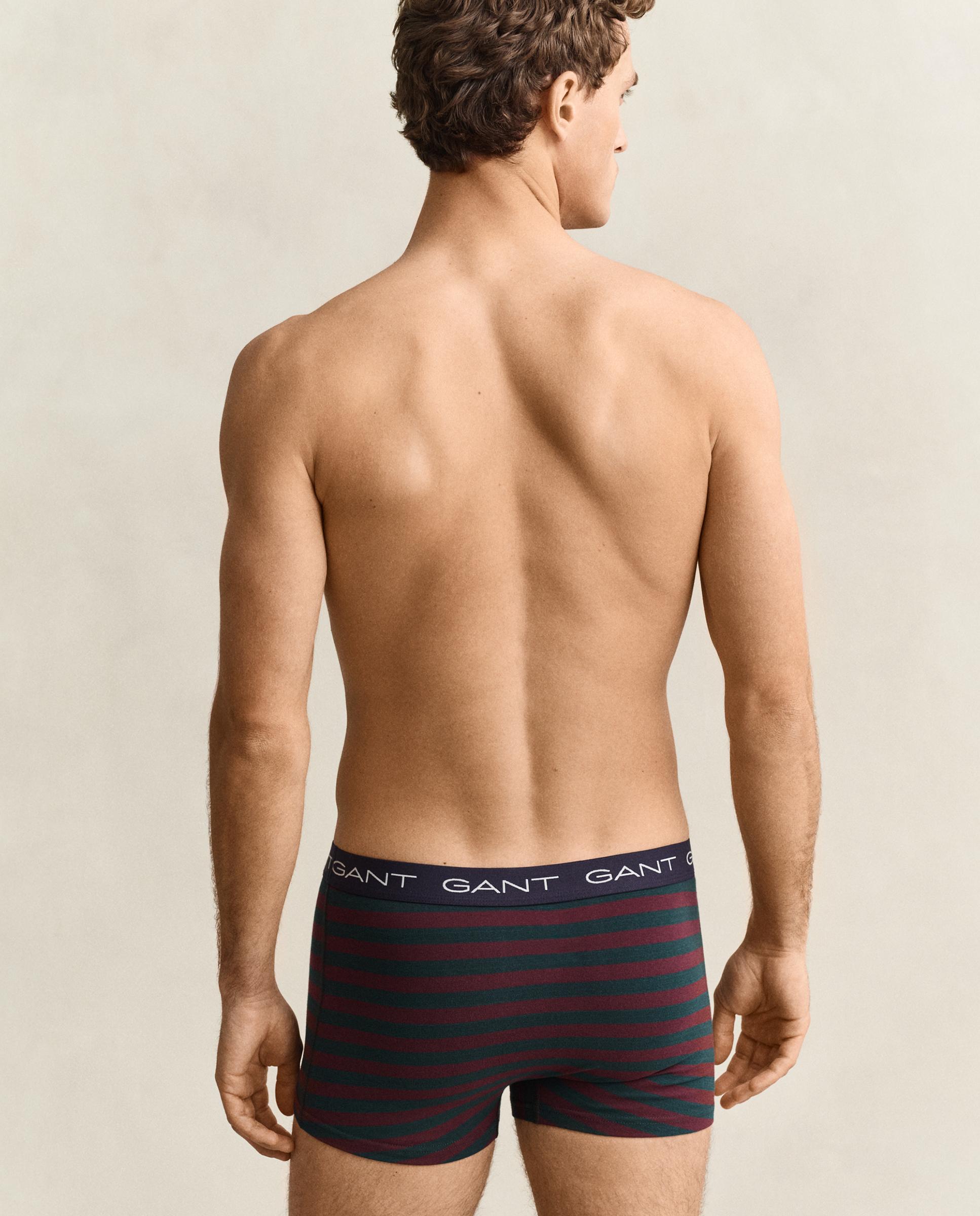Pack de tres bóxers de punto de hombre elásticos con diseño de rayas - Gant - Rojo / Verde Rojo / Verde-2
