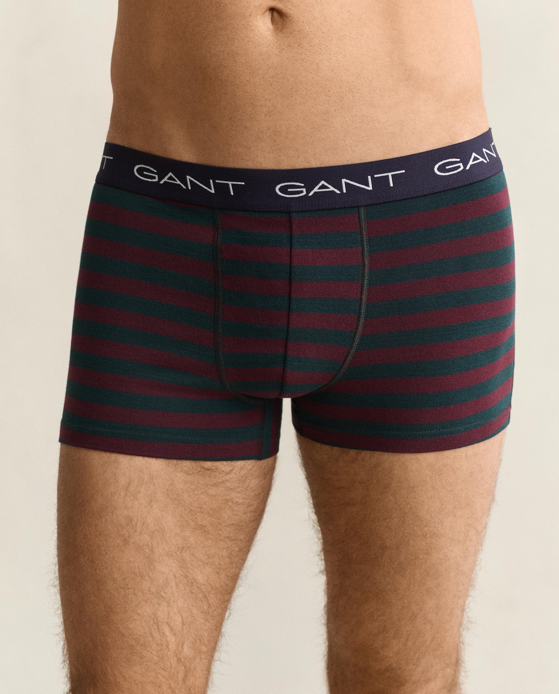 Pack de tres bóxers de punto de hombre elásticos con diseño de rayas - Gant - Rojo / Verde Rojo / Verde-3