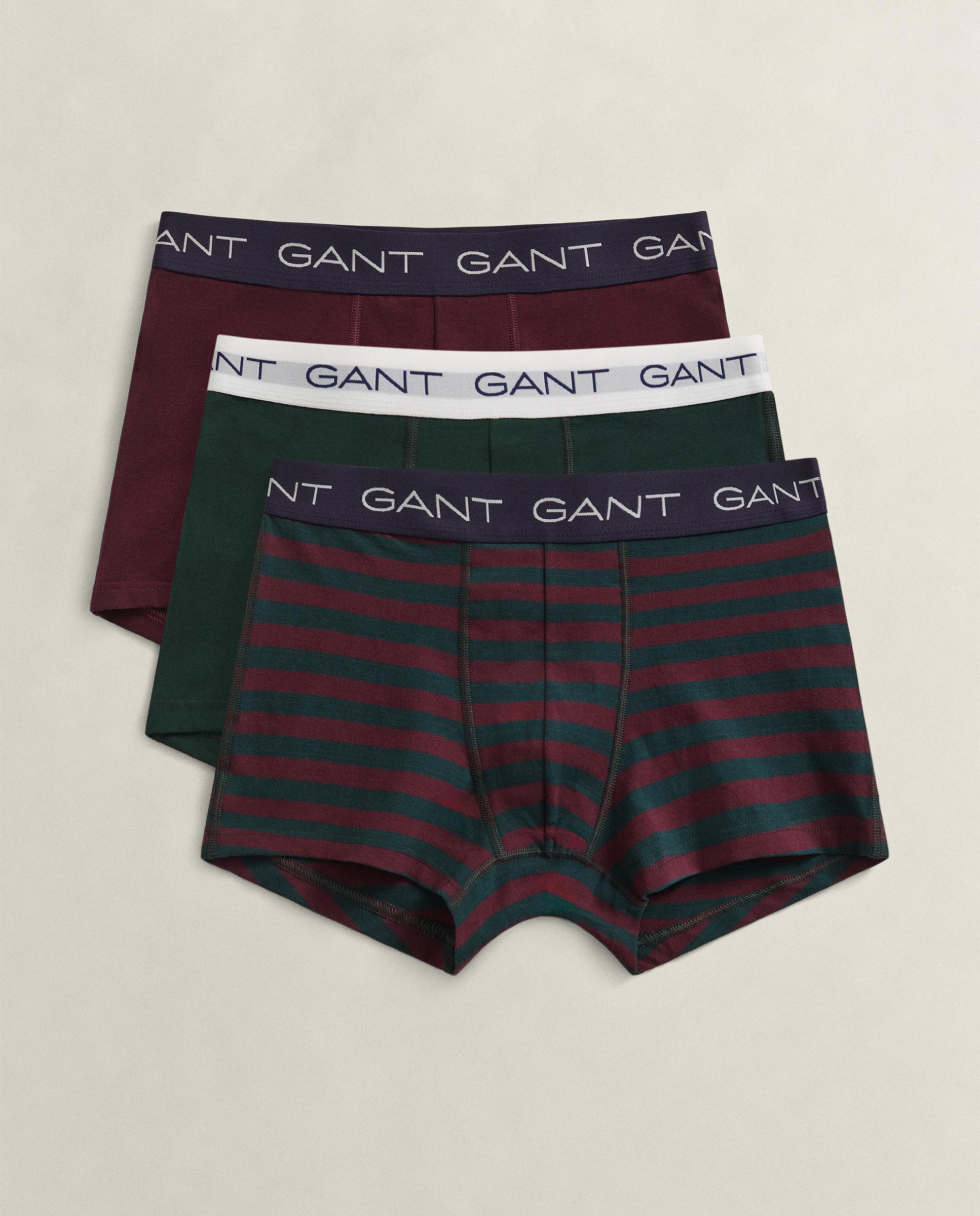 Pack de tres bóxers de punto de hombre elásticos con diseño de rayas - Gant - Rojo / Verde Rojo / Verde-4