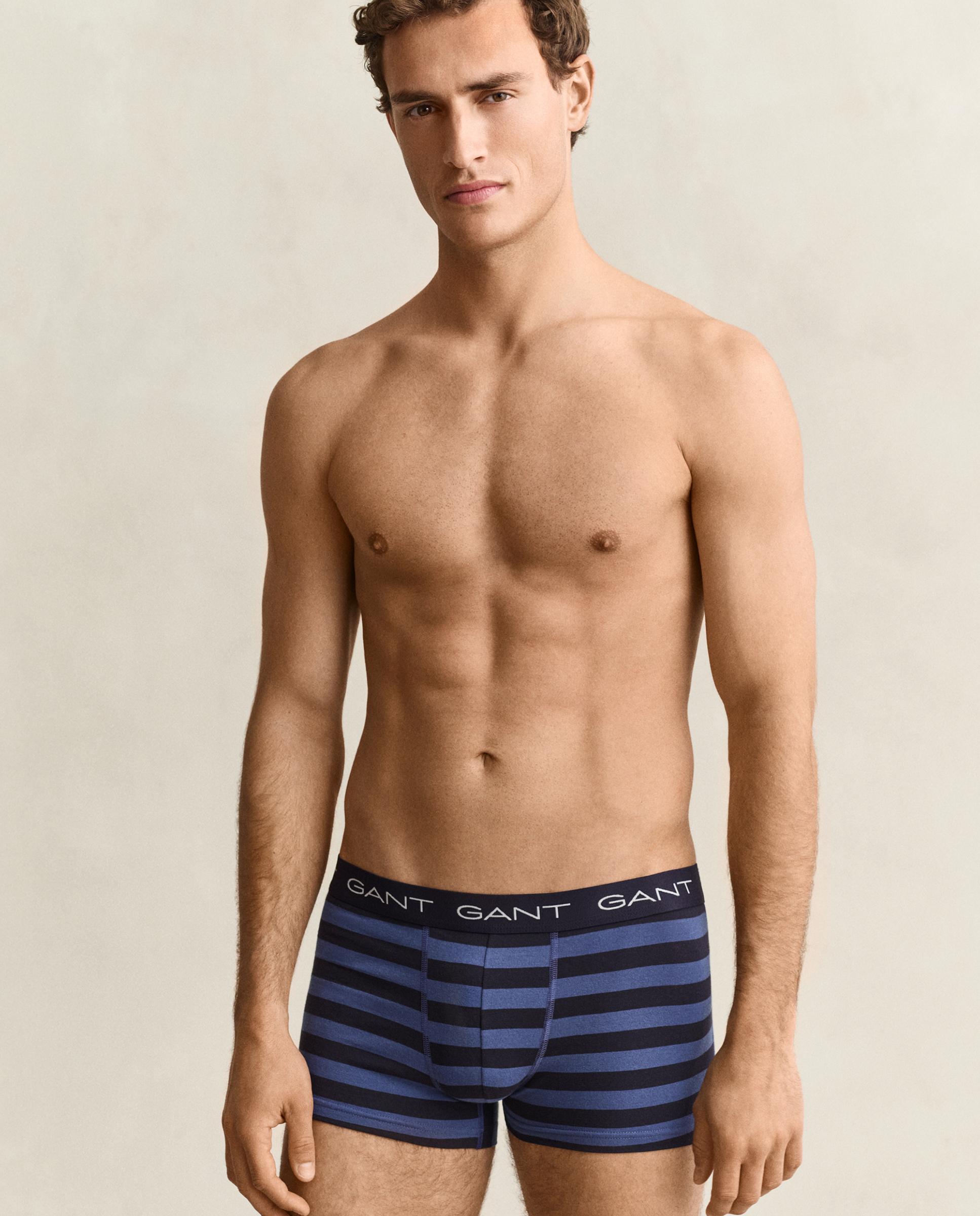 Imagen 0 de Pack de tres bóxers de punto de hombre elásticos con diseño de rayas Azul / Negro