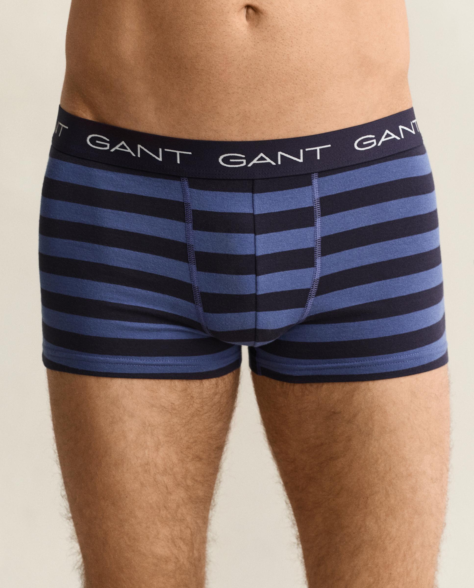 Pack de tres bóxers de punto de hombre elásticos con diseño de rayas - Gant - Azul / Negro Azul / Negro-3