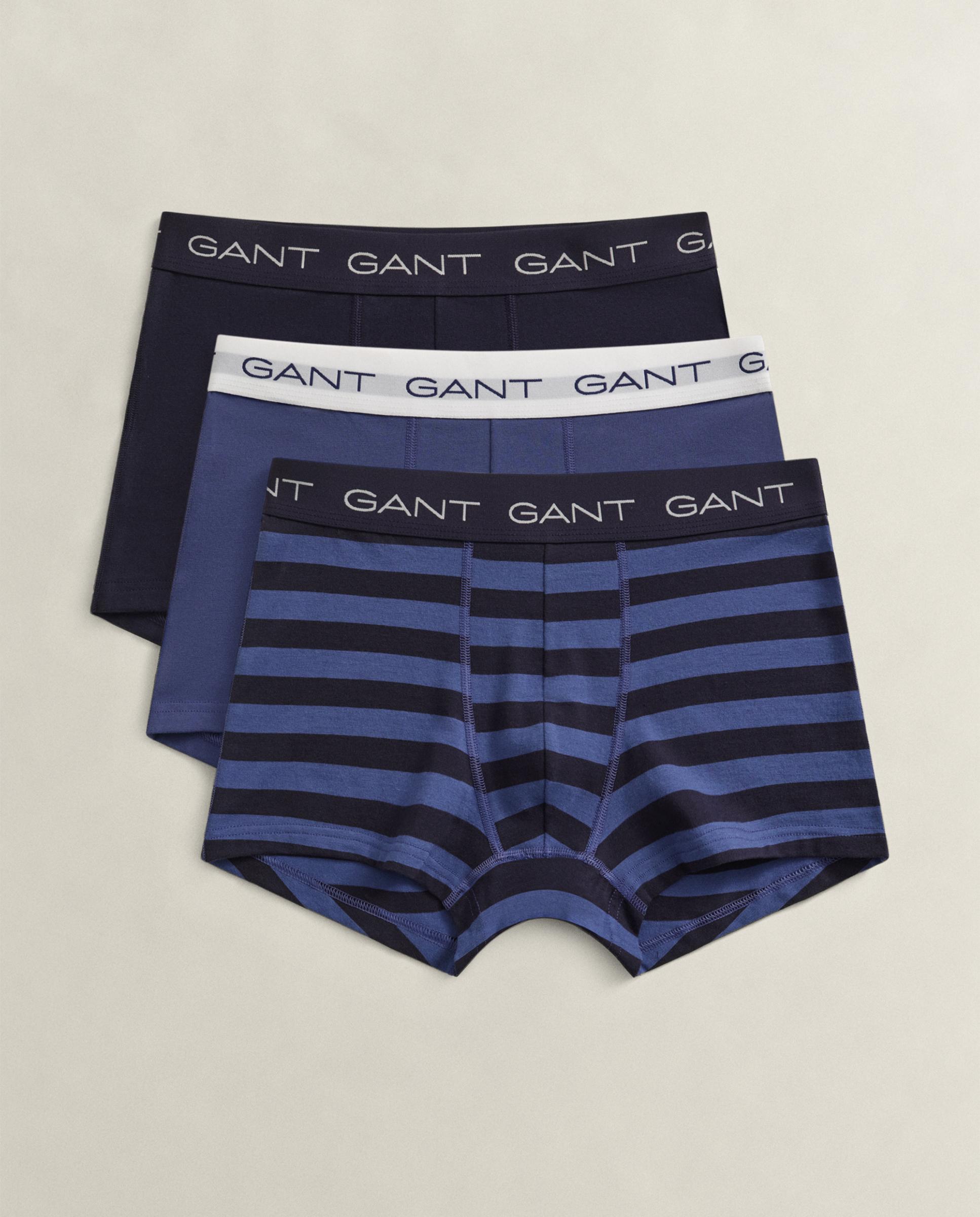 Pack de tres bóxers de punto de hombre elásticos con diseño de rayas - Gant - Azul / Negro Azul / Negro-4