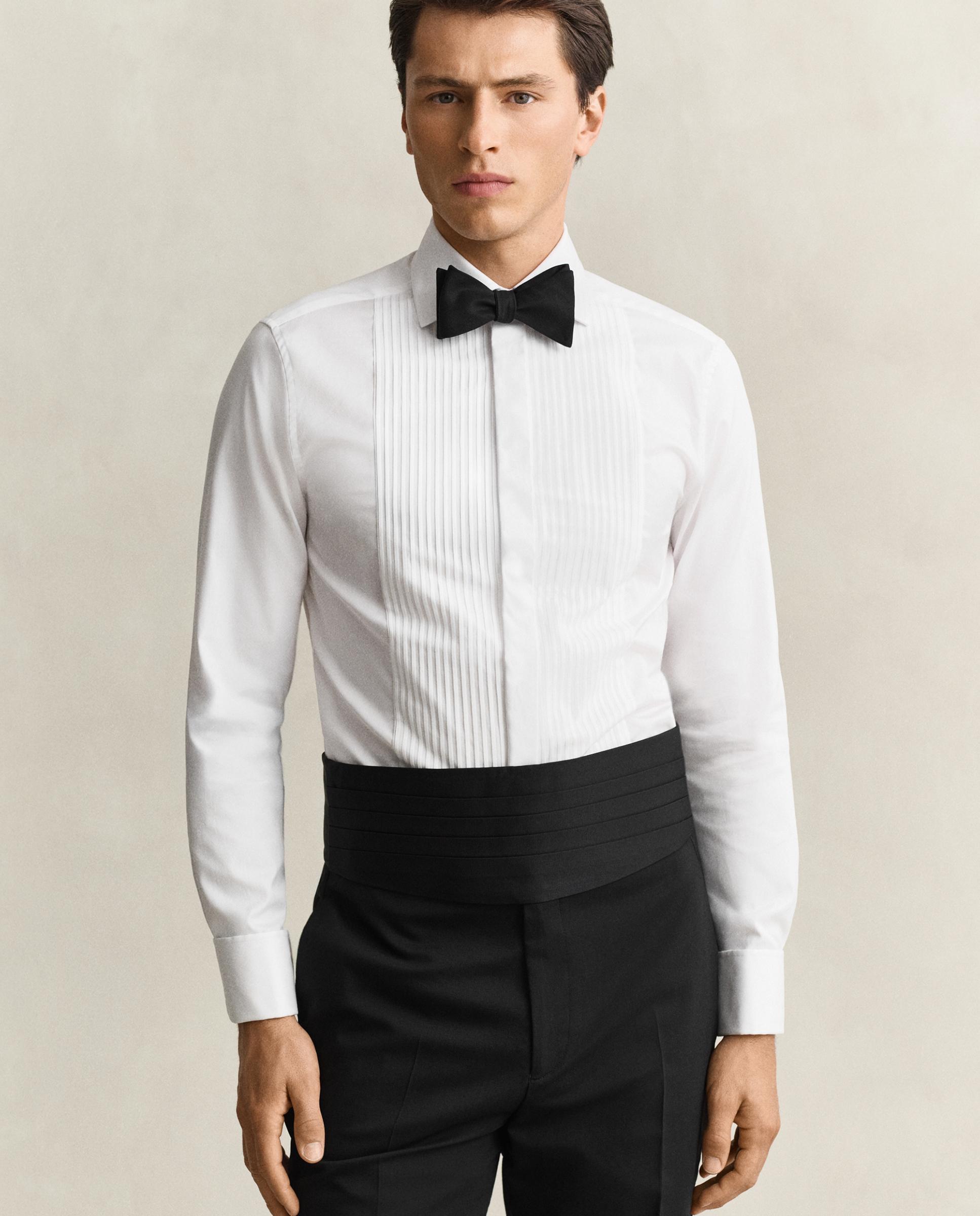 Camisa de vestir de hombre con botones ocultos y canesú plisado en el pecho - Gant - Blanco Blanco-2