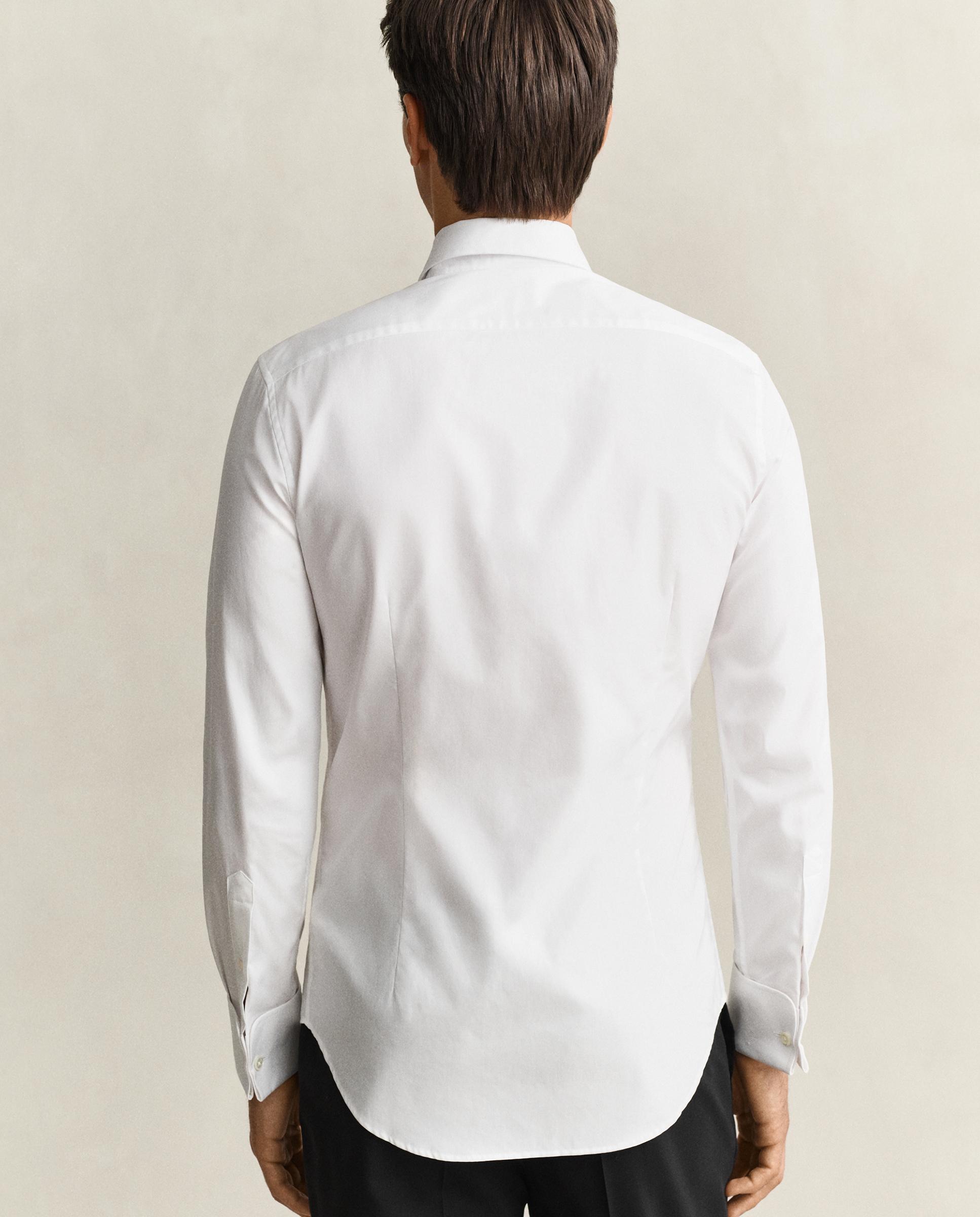 Camisa de vestir de hombre con botones ocultos y canesú plisado en el pecho - Gant - Blanco Blanco-3