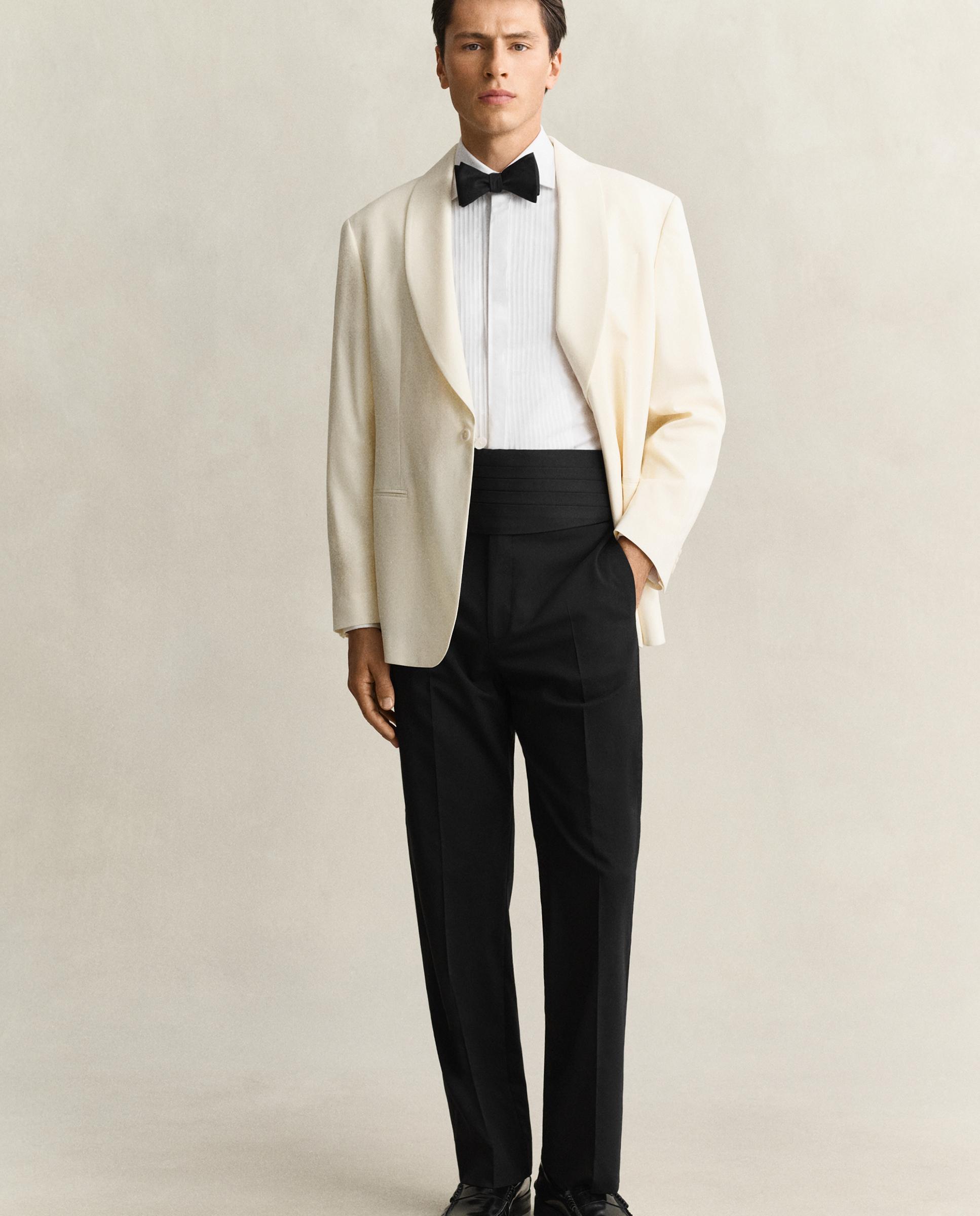 Camisa de vestir de hombre con botones ocultos y canesú plisado en el pecho - Gant - Blanco Blanco-4