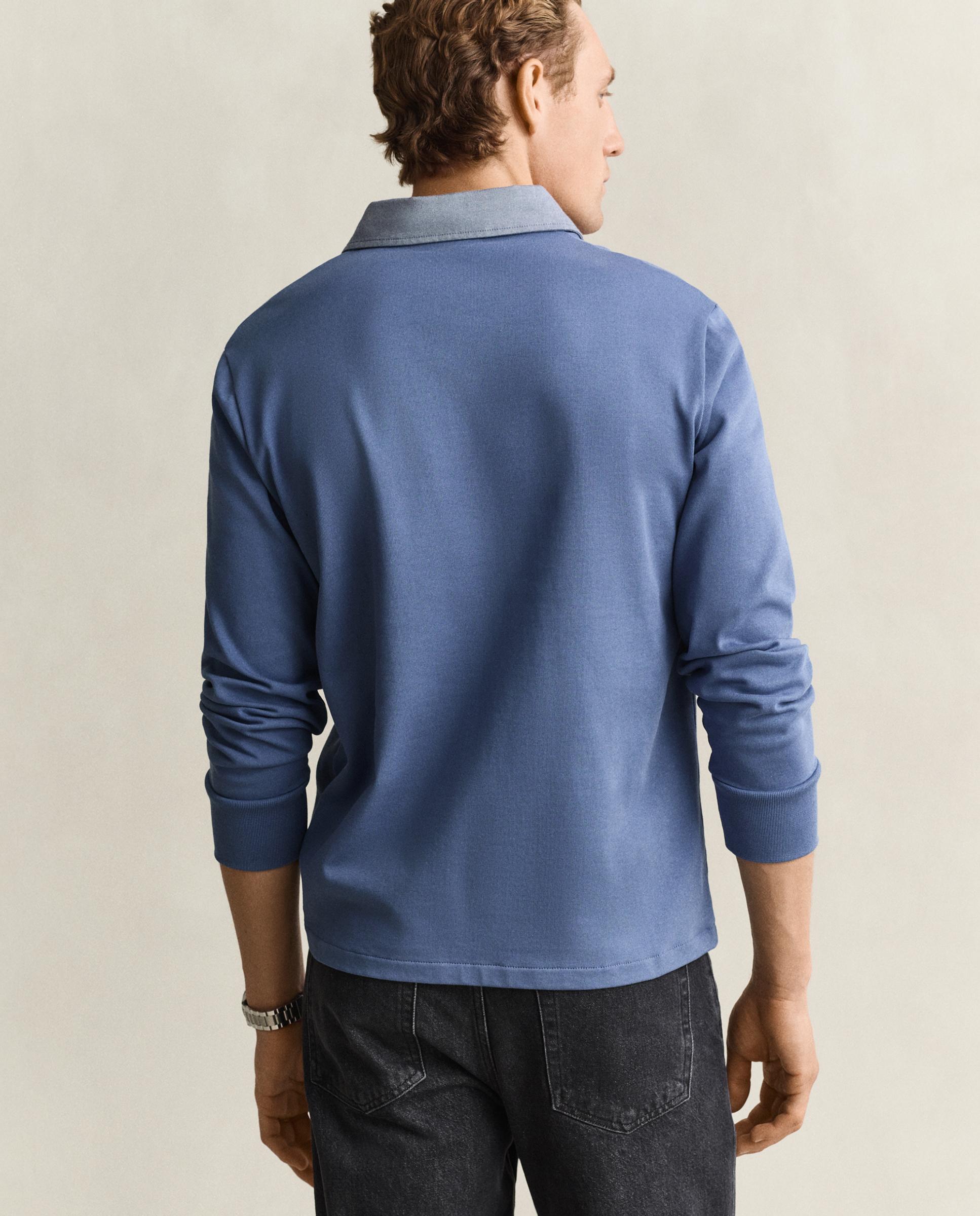 Polo de manga corta de hombre de algodón con insignia gant - Azul Azul-2