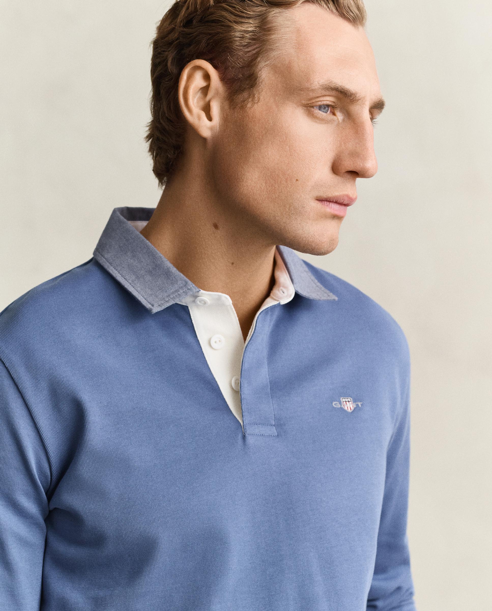 Polo de manga corta de hombre de algodón con insignia gant - Azul Azul-3