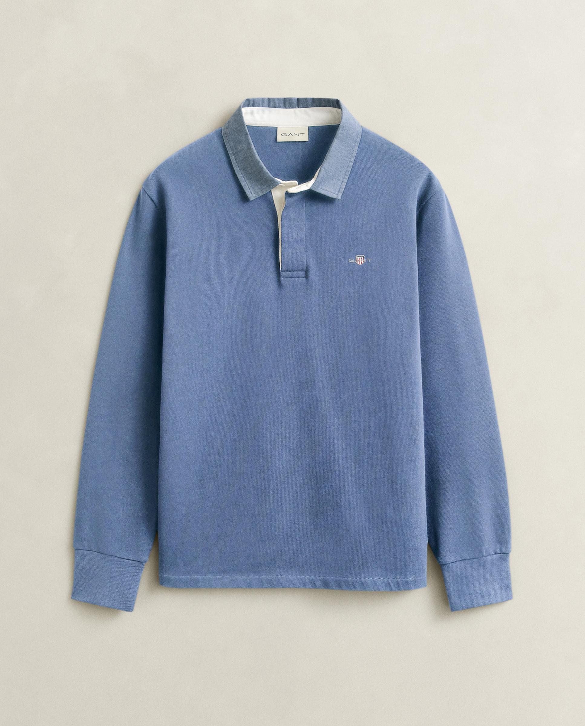 Polo de manga corta de hombre de algodón con insignia gant - Azul Azul-5