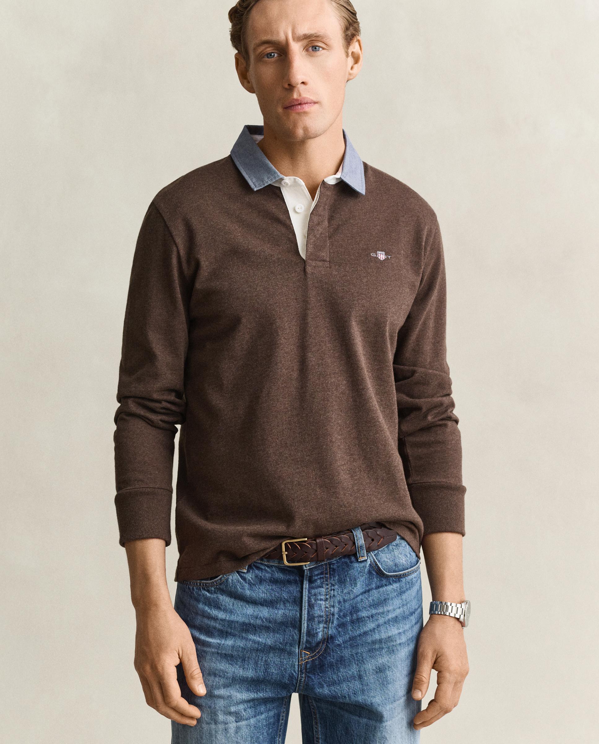 Polo de manga corta de hombre de algodón con insignia gant - Marrón oscuro Marrón oscuro-1