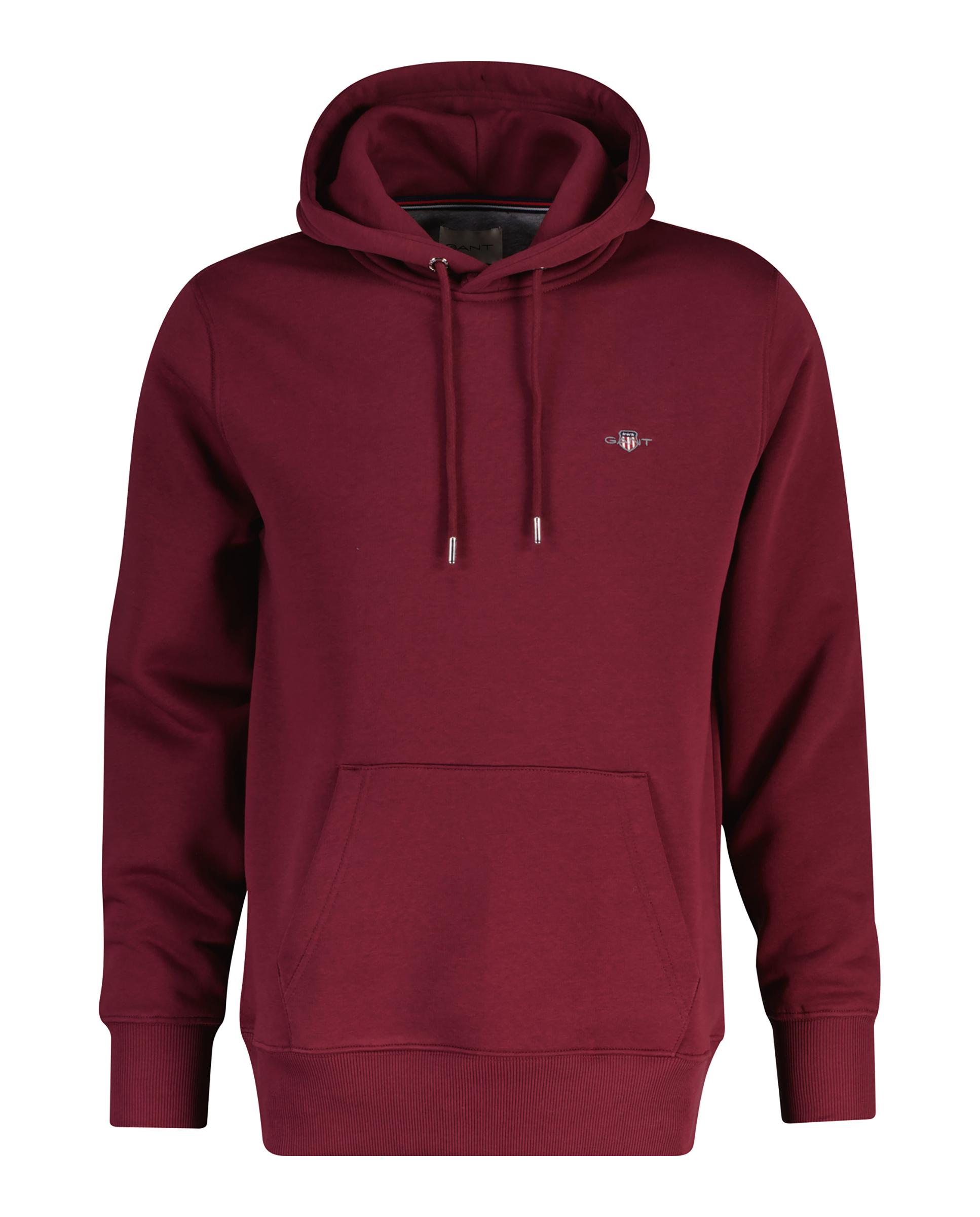 Sudadera con capucha de hombre con logo en el pecho y bolsillo de canguro - Gant - Granate Granate-4