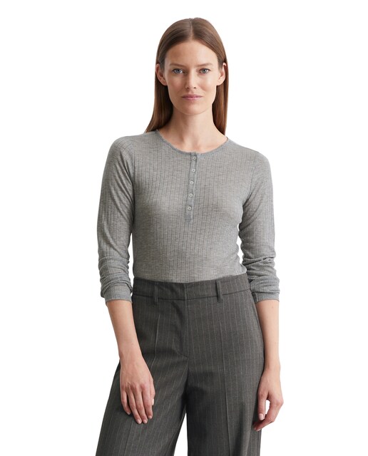 Imagen 0 de Camiseta de mujer acanalada con botones