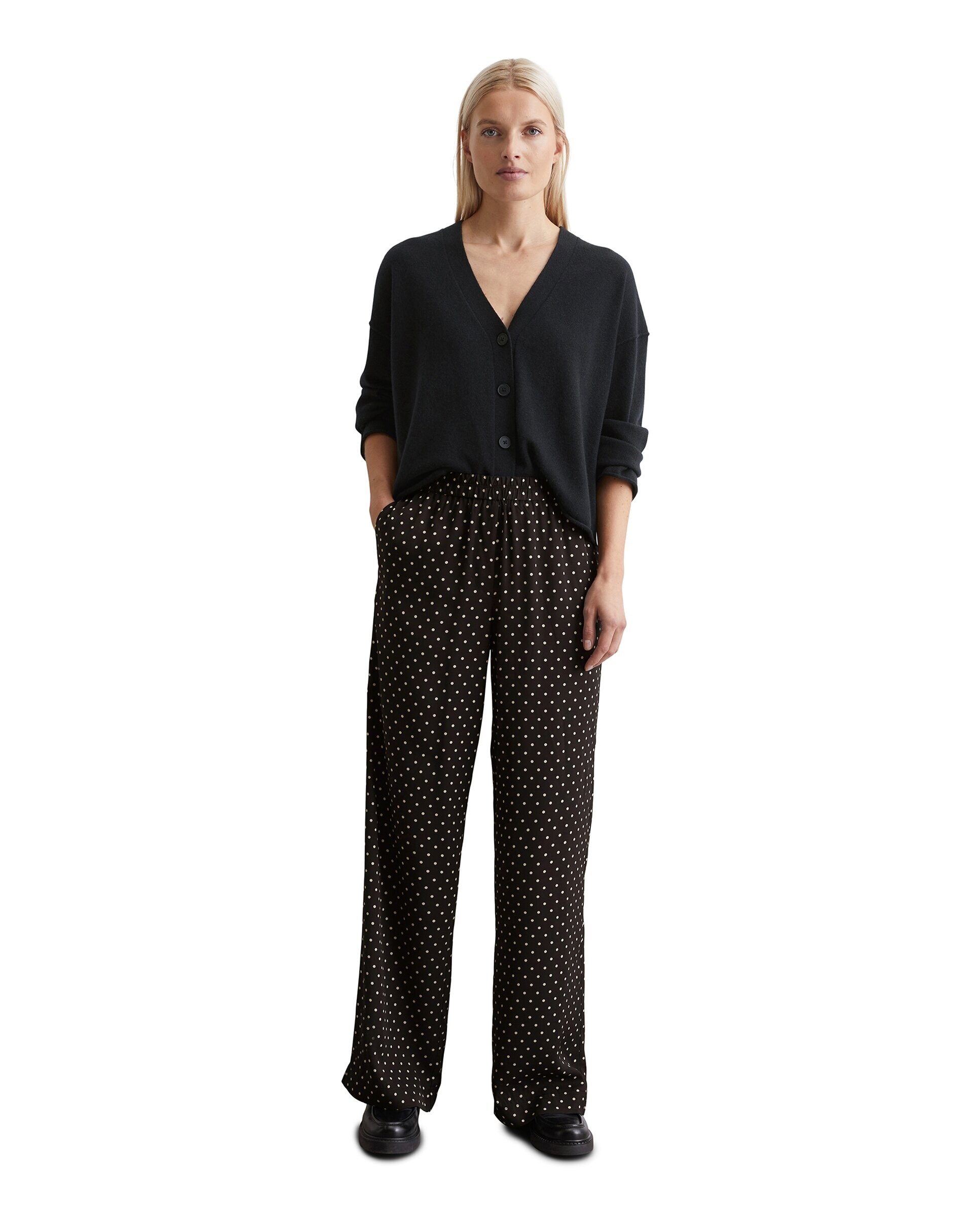 Pantalón ancho de mujer de lunares con cintura elástica
