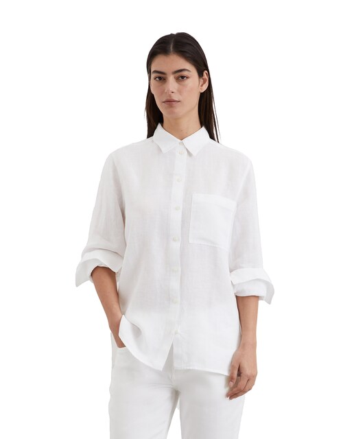 Imagen 0 de Camisa de mujer de lino regular con bolsillo