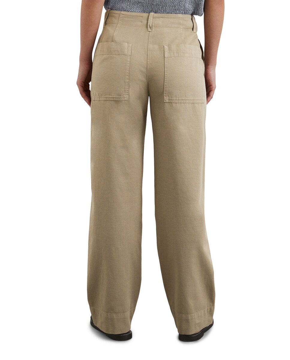 Pantalón ancho de mujer Lande en mezcla de algodón y lino · MARC O