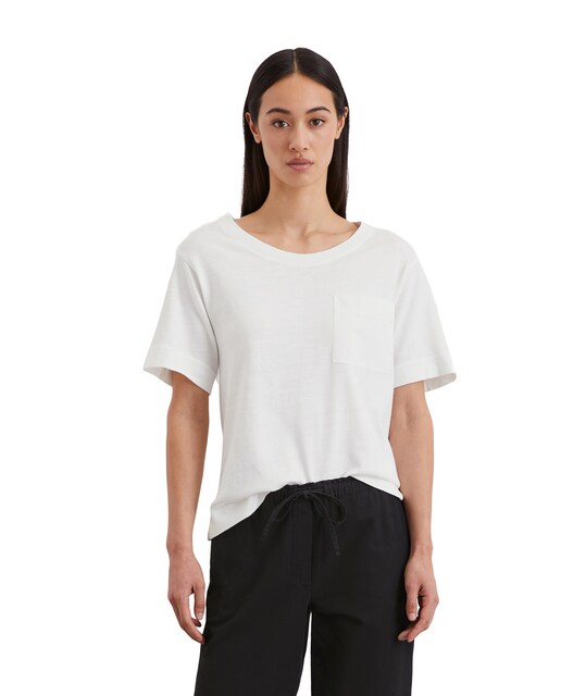 Imagen 0 de Camiseta de mujer suelta con bolsillo de satén