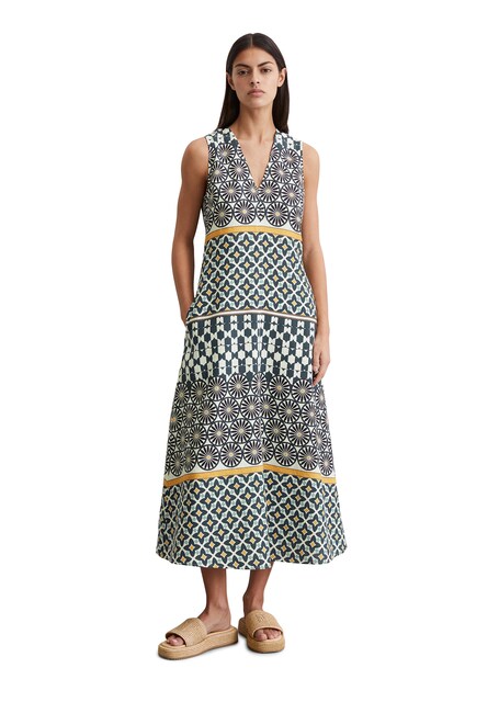 Imagen 0 de Vestido de lino acampanado con estampado