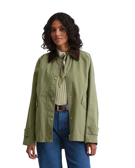 Imagen 0 de Chaqueta de mujer relajada en lona con cuello de pana