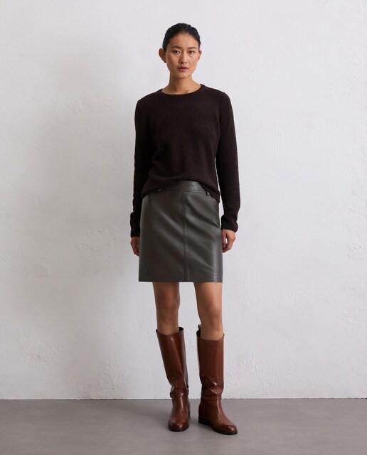 Imagen 0 de Minifalda de cuero regular de suave napa de cordero