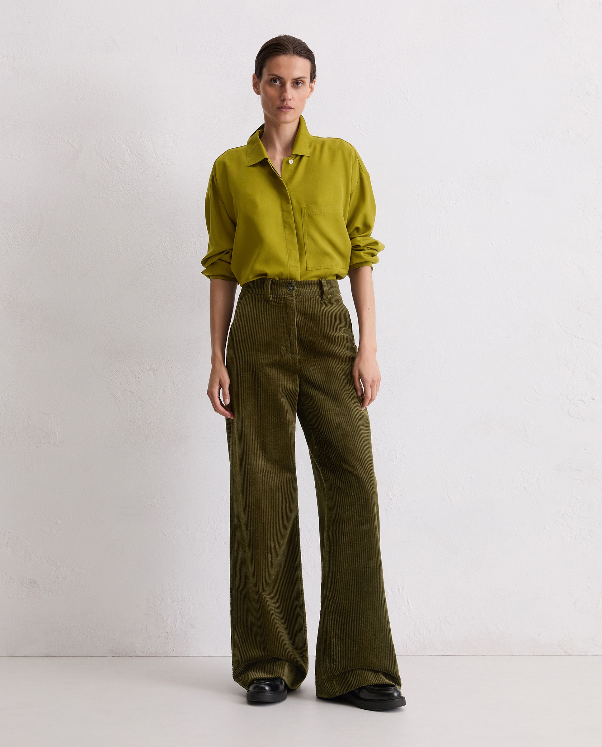 Pantalones de mujer anchos de pana De puro algodón orgánico