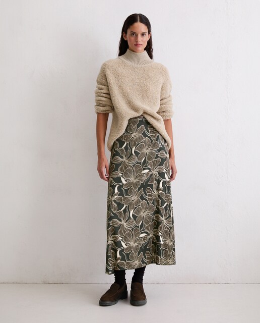 Imagen 0 de Maxifalda acampanada con forma de viscosa elástica de primera calidad